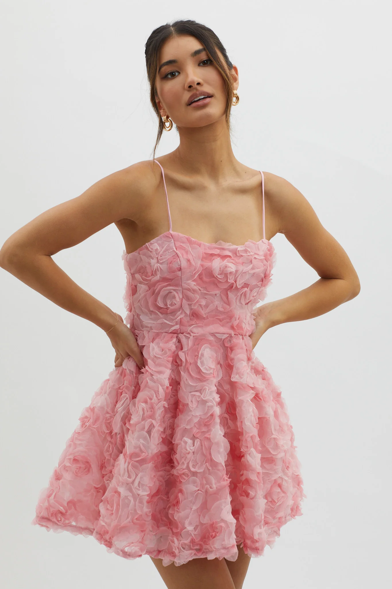 Mariela Floral Embellished Mini Dress Pink - Image 5