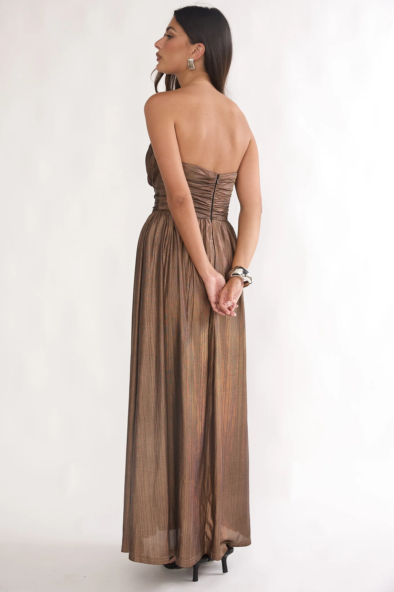 Marin Pointed Sweetheart Maxi Dress Gold - Image 2