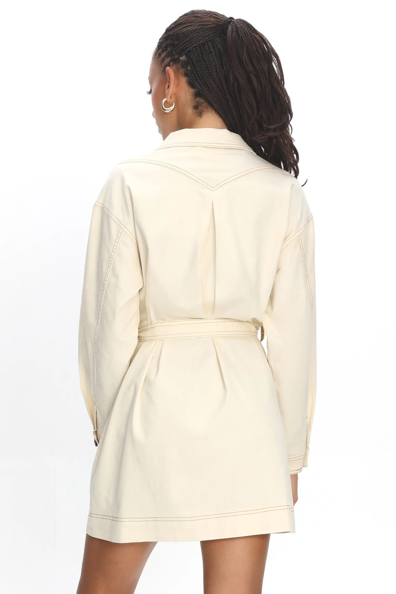 Mariska Collared Long Sleeve Mini Dress Butter - Image 2