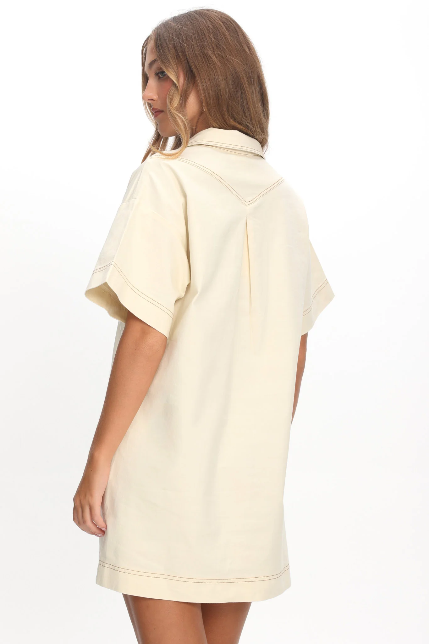 Mariska Collared Mini Dress Butter - Image 3