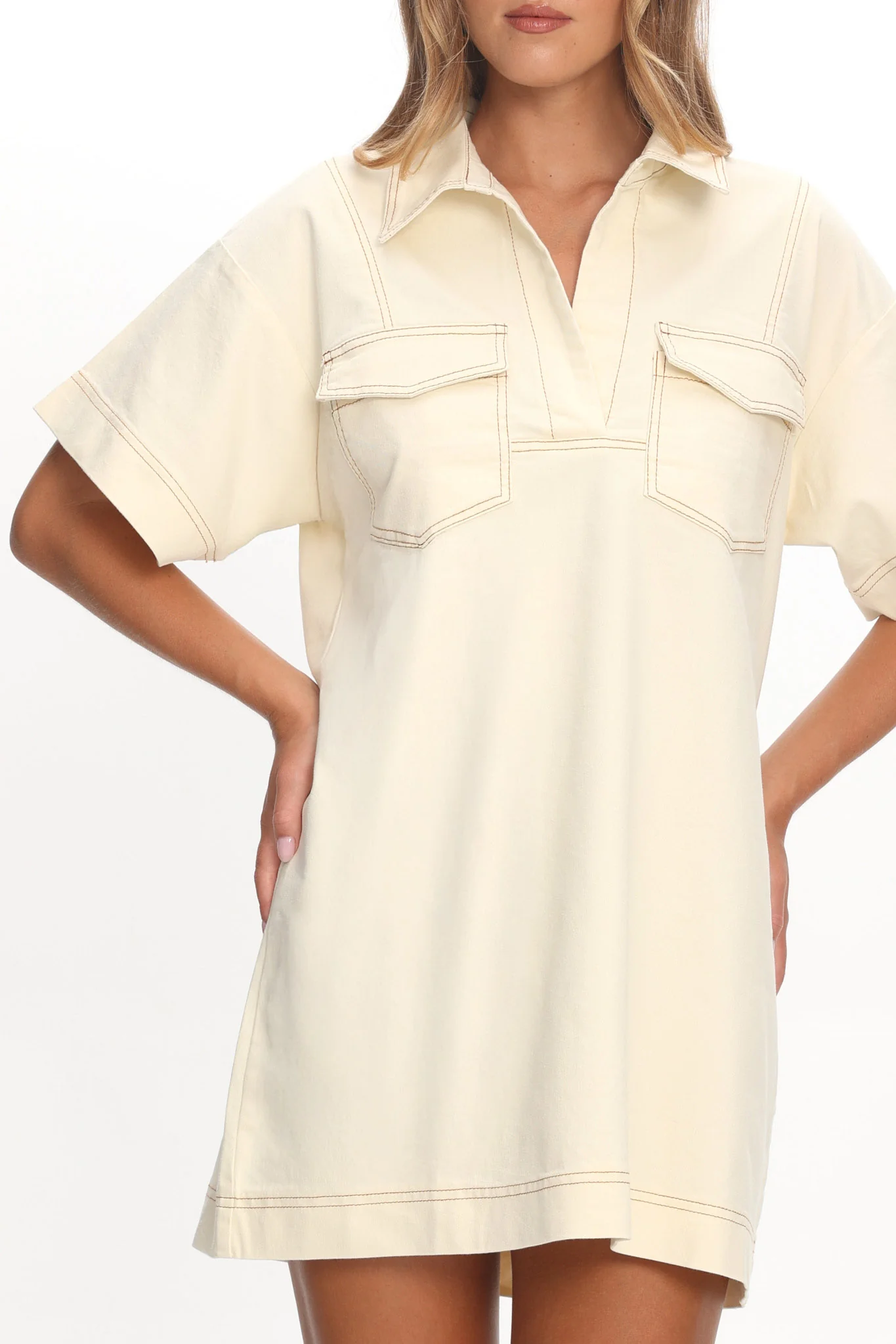 Mariska Collared Mini Dress Butter - Image 4