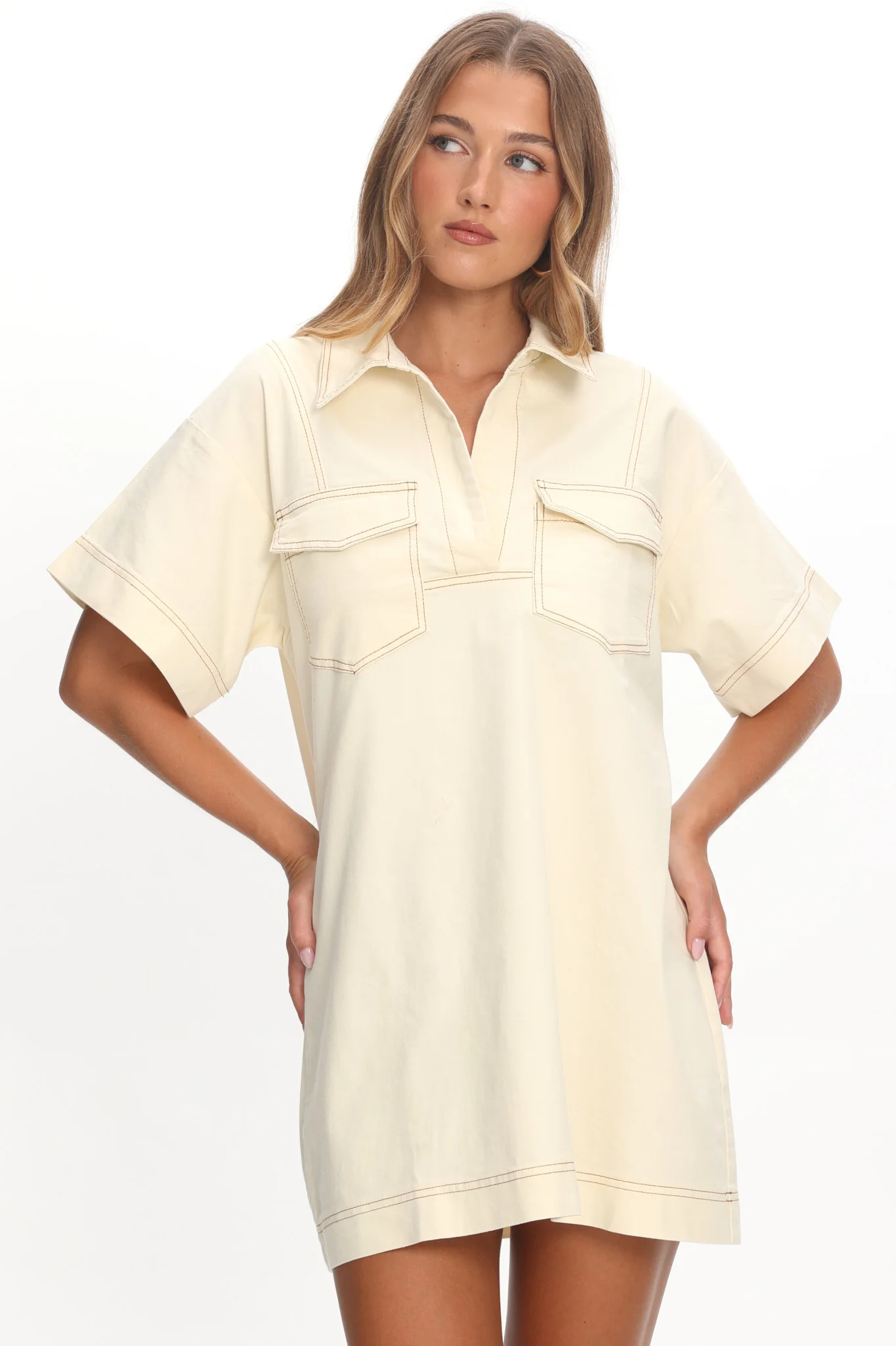 Mariska Collared Mini Dress Butter - Image 5