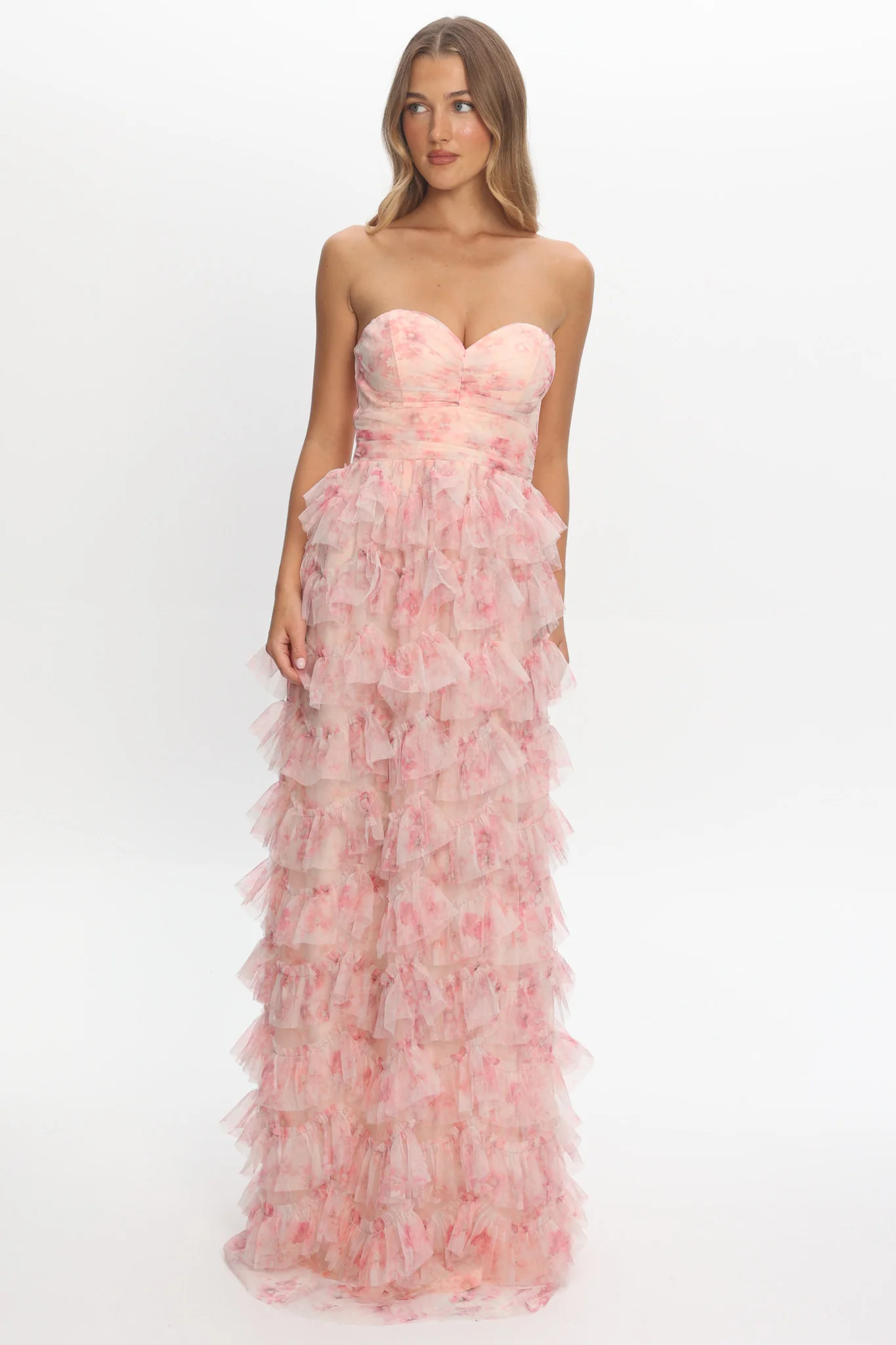 Marisyn Tiered Frill Maxi Dress Floral Blush - Image 5