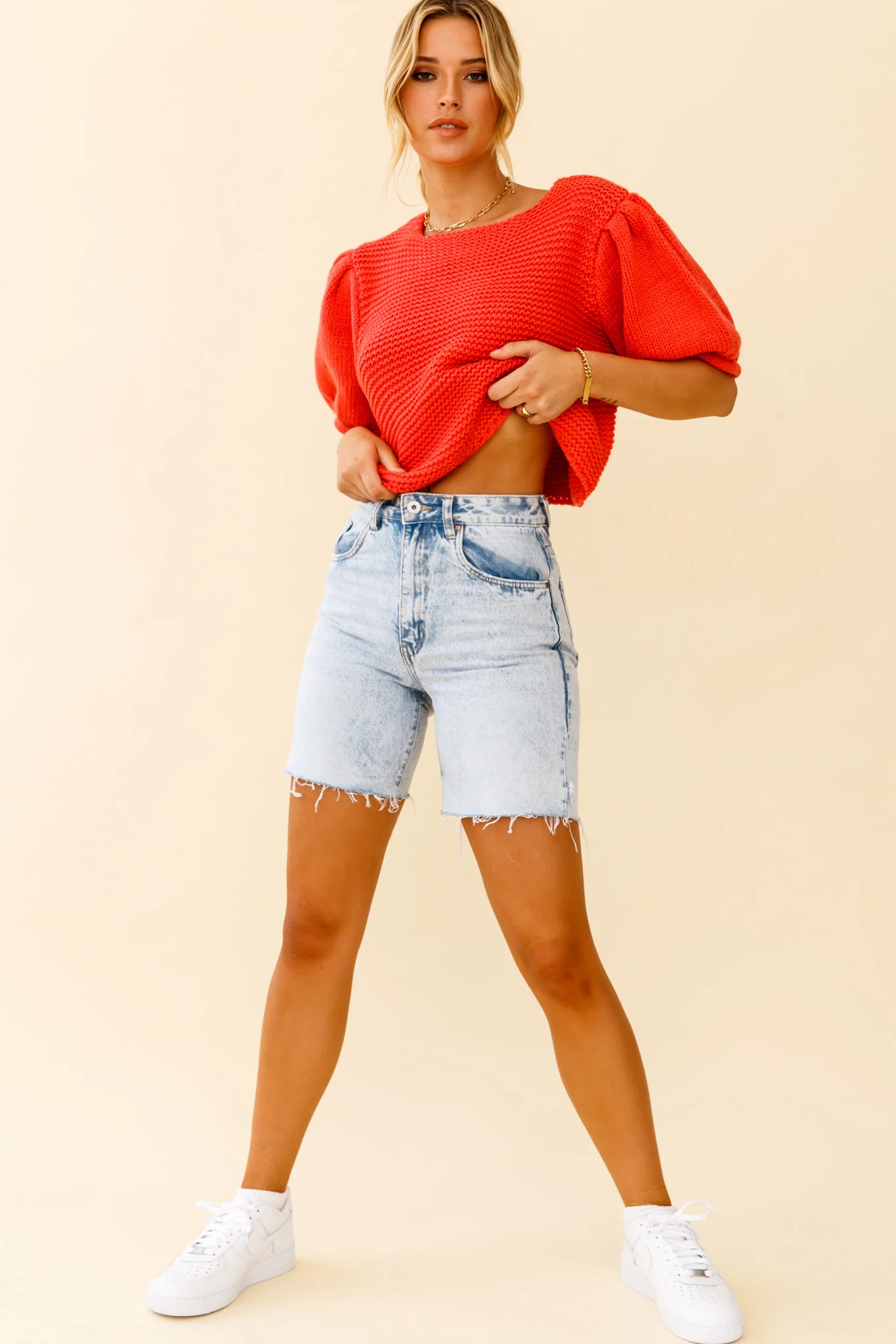 Marla Puff Sleeve Chunky Knit Top Watermelon - Image 7