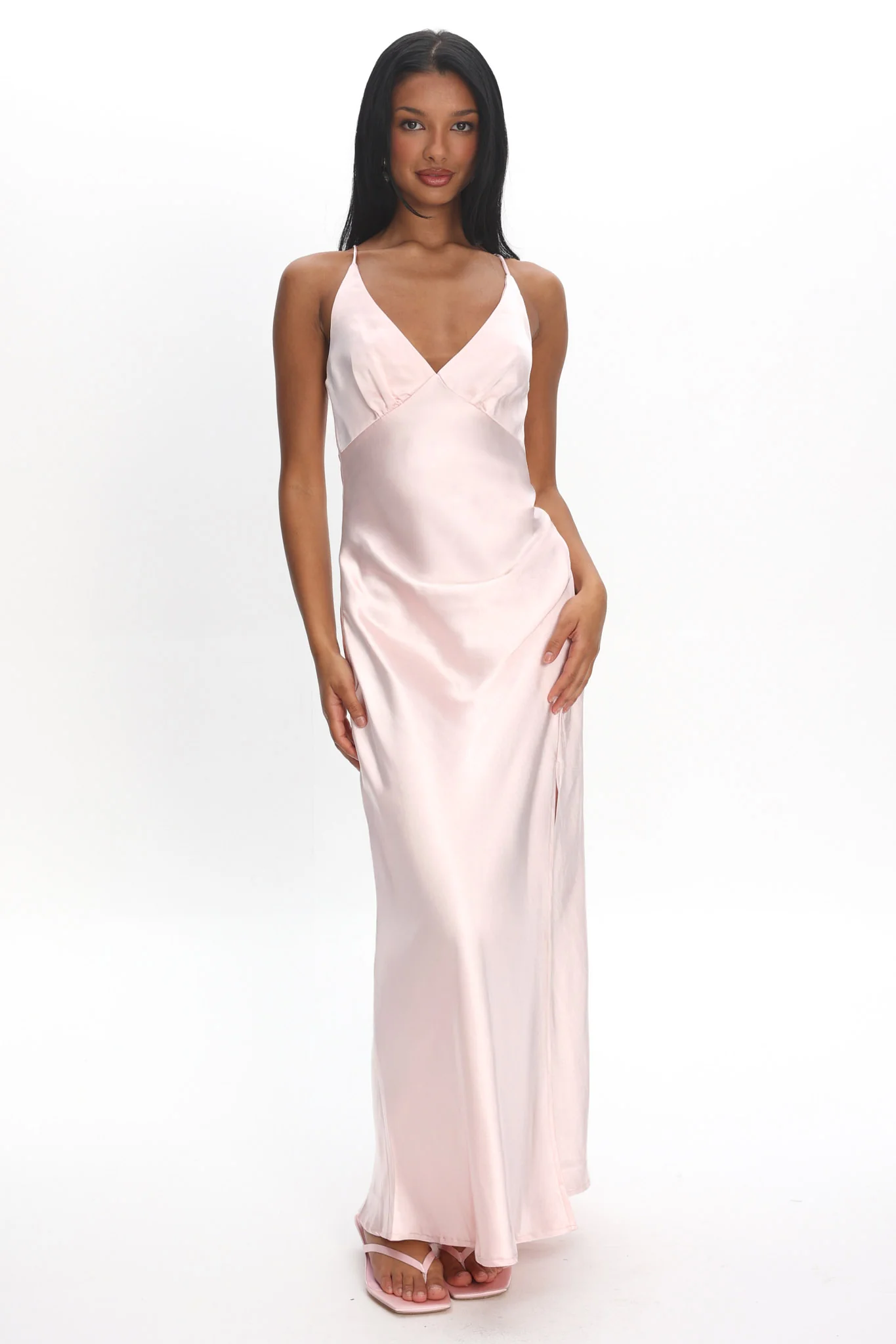 Marlie Side Pleat Maxi Dress Blush - Image 2