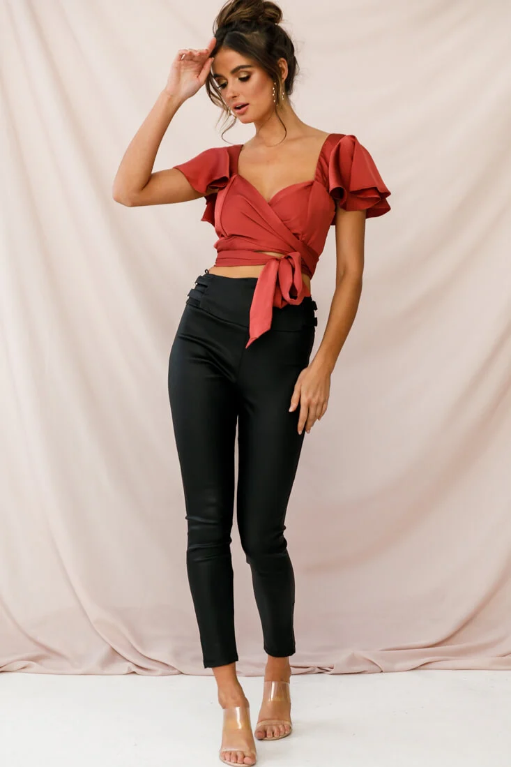 Marquise Wrap Crop Top Rosewood - Image 5