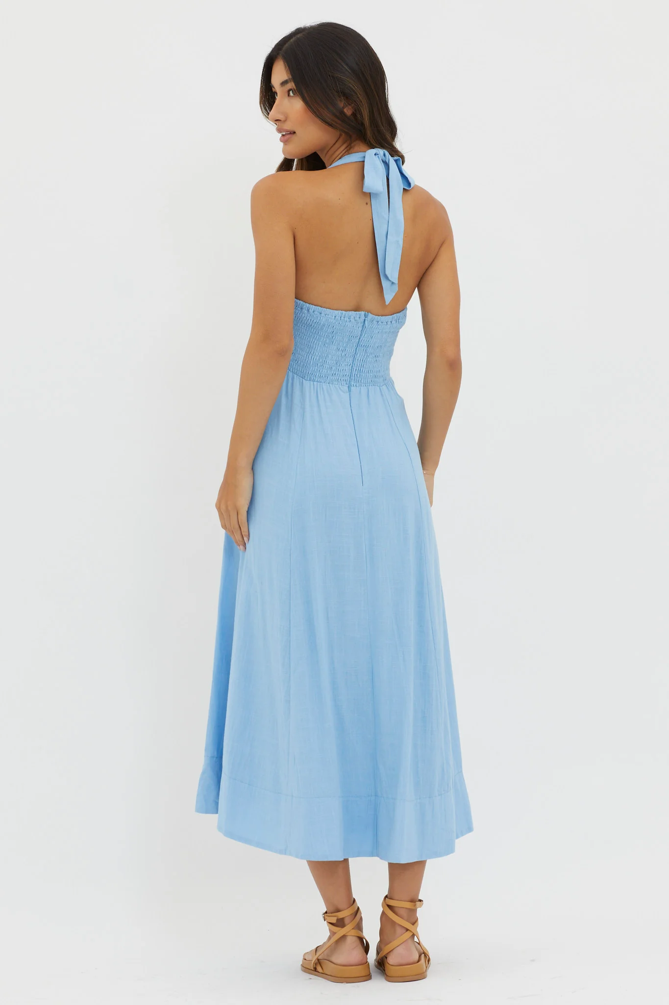 Marybeth Halterneck Midi Dress Blue - Image 2