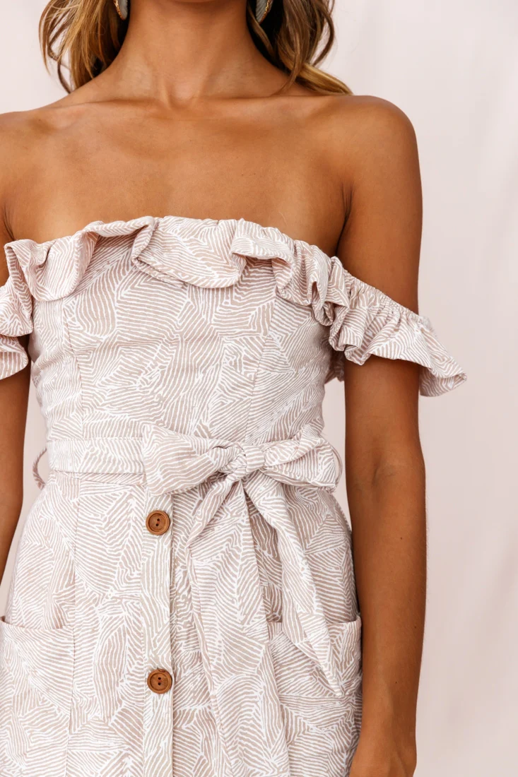 Matisse Off-Shoulder Placket Dress Blush Pattern - Image 4