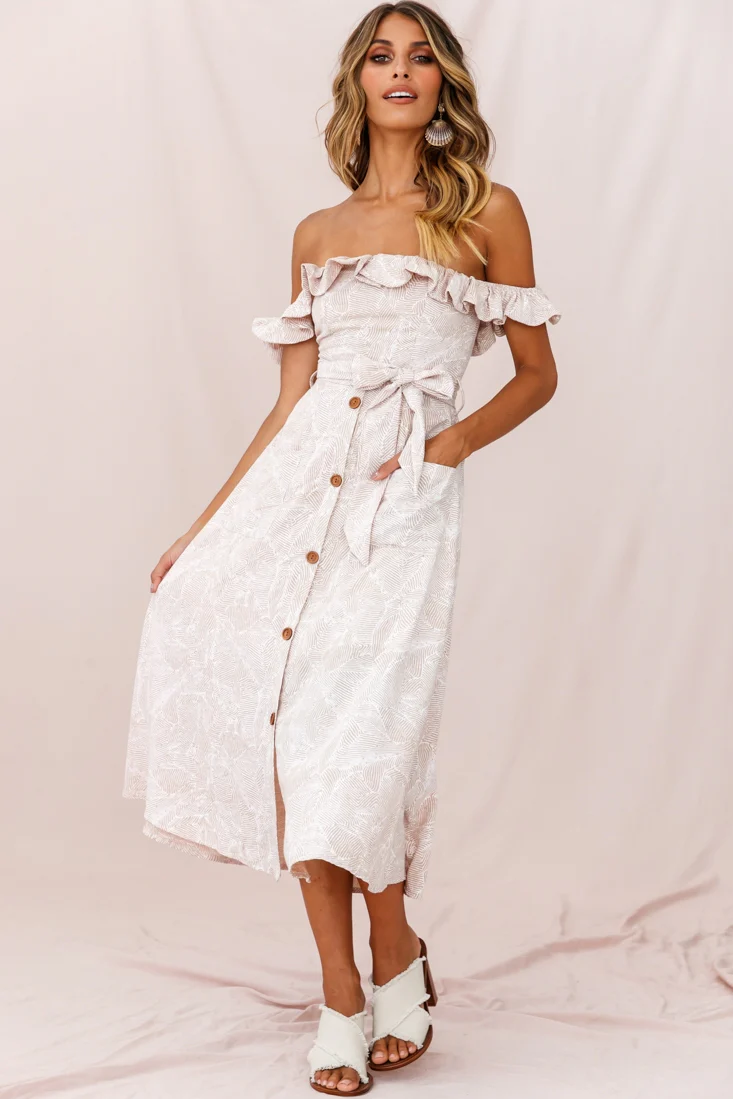 Matisse Off-Shoulder Placket Dress Blush Pattern - Image 5
