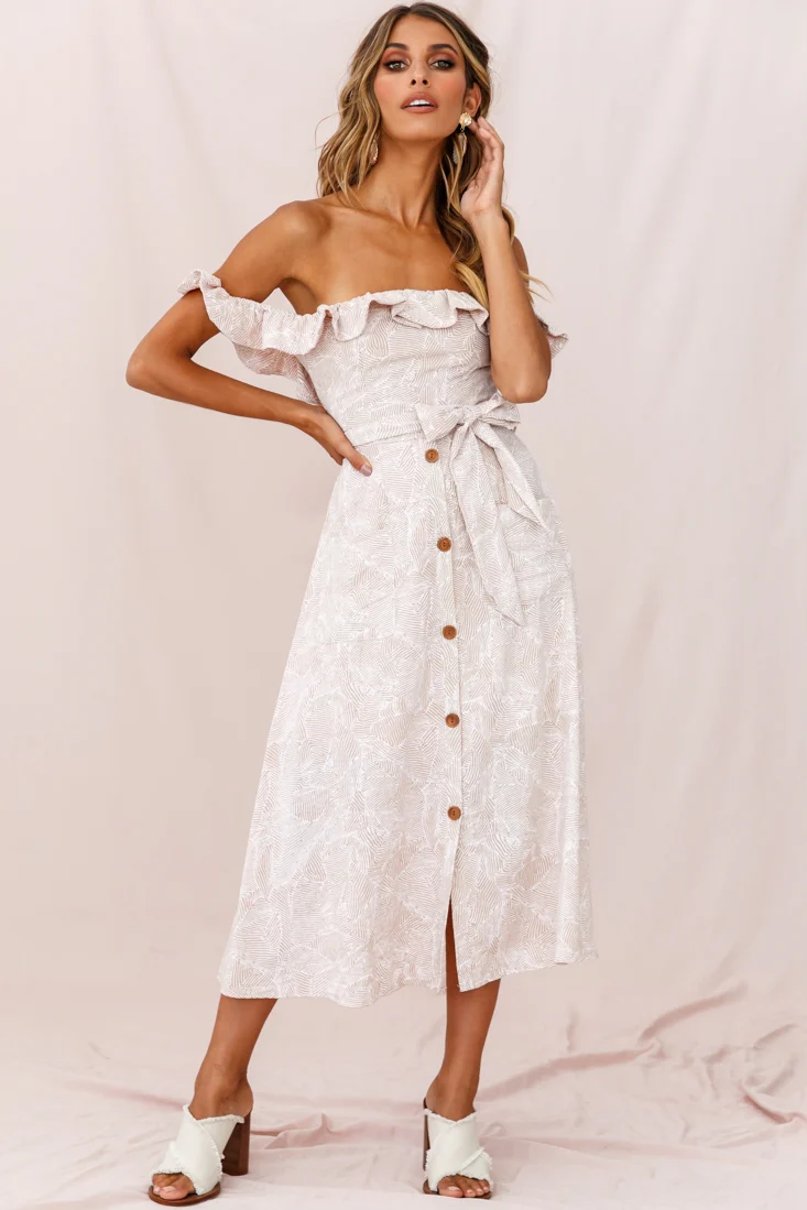 Matisse Off-Shoulder Placket Dress Blush Pattern - Image 6