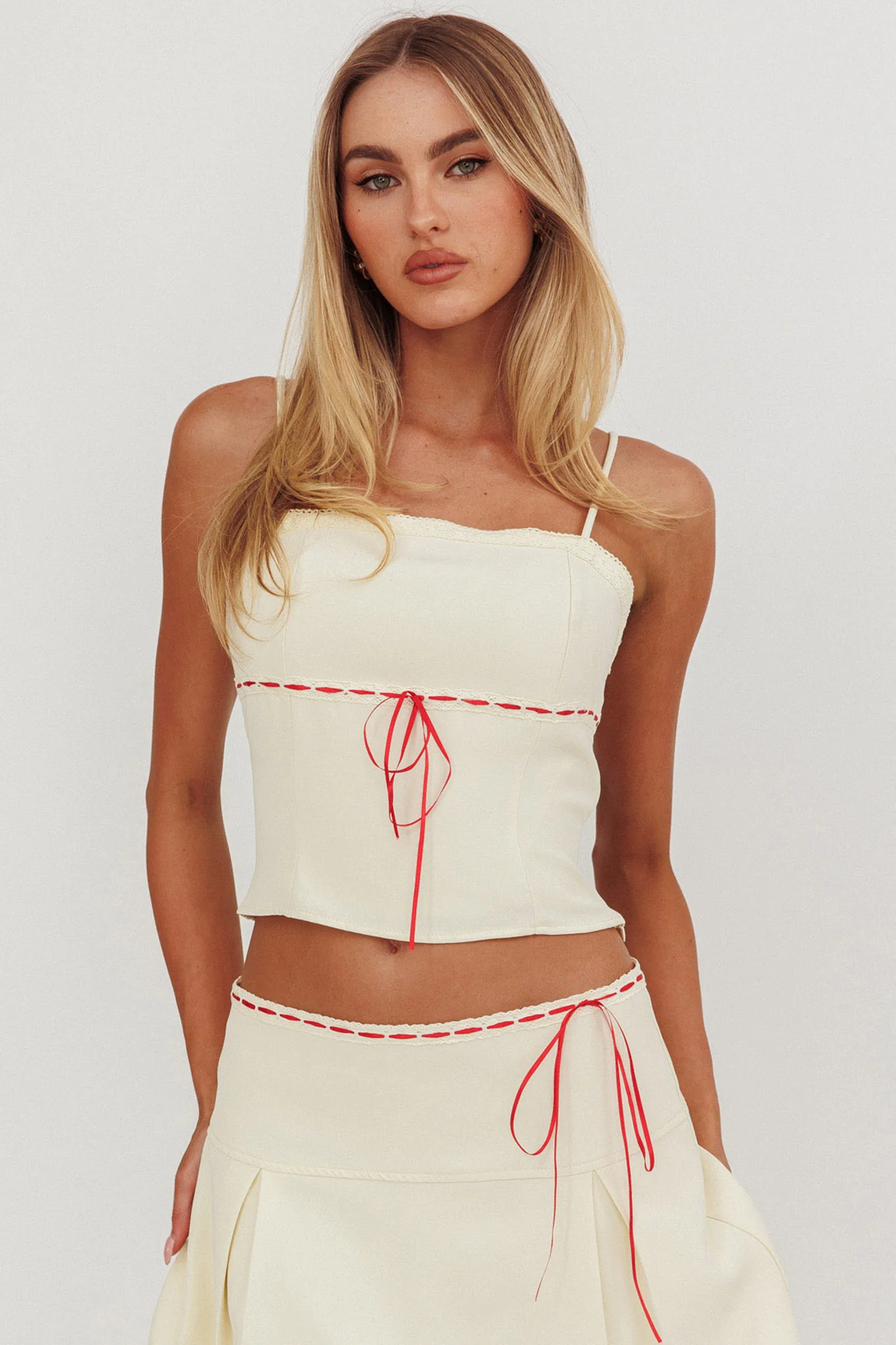 Maxxine Ribbon Trim Cami Top Bone - Image 6