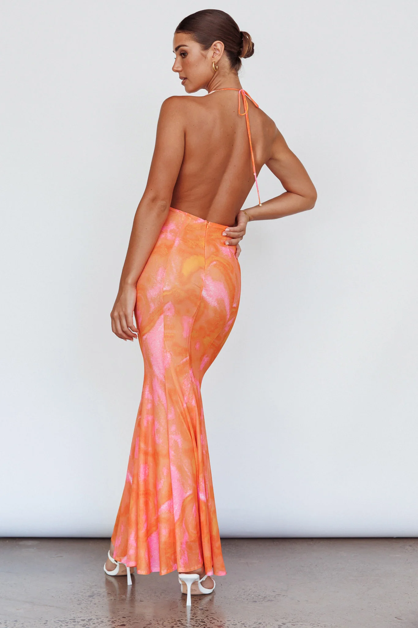 Mayah Halterneck Maxi Dress Printed Orange - Image 2