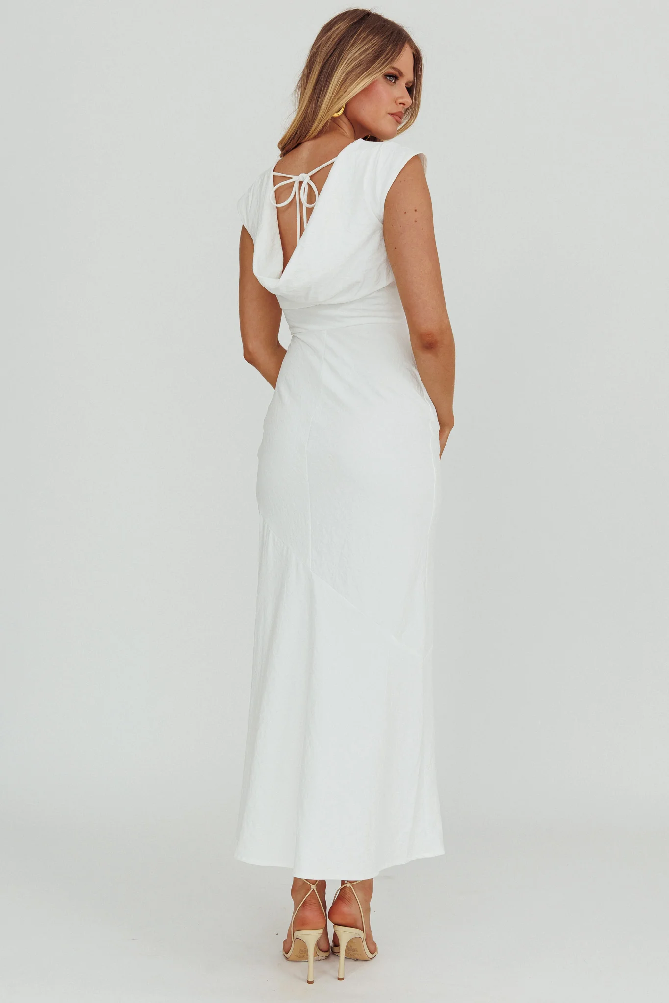 Maysa Cowl Back Maxi Dress Off White - Image 2