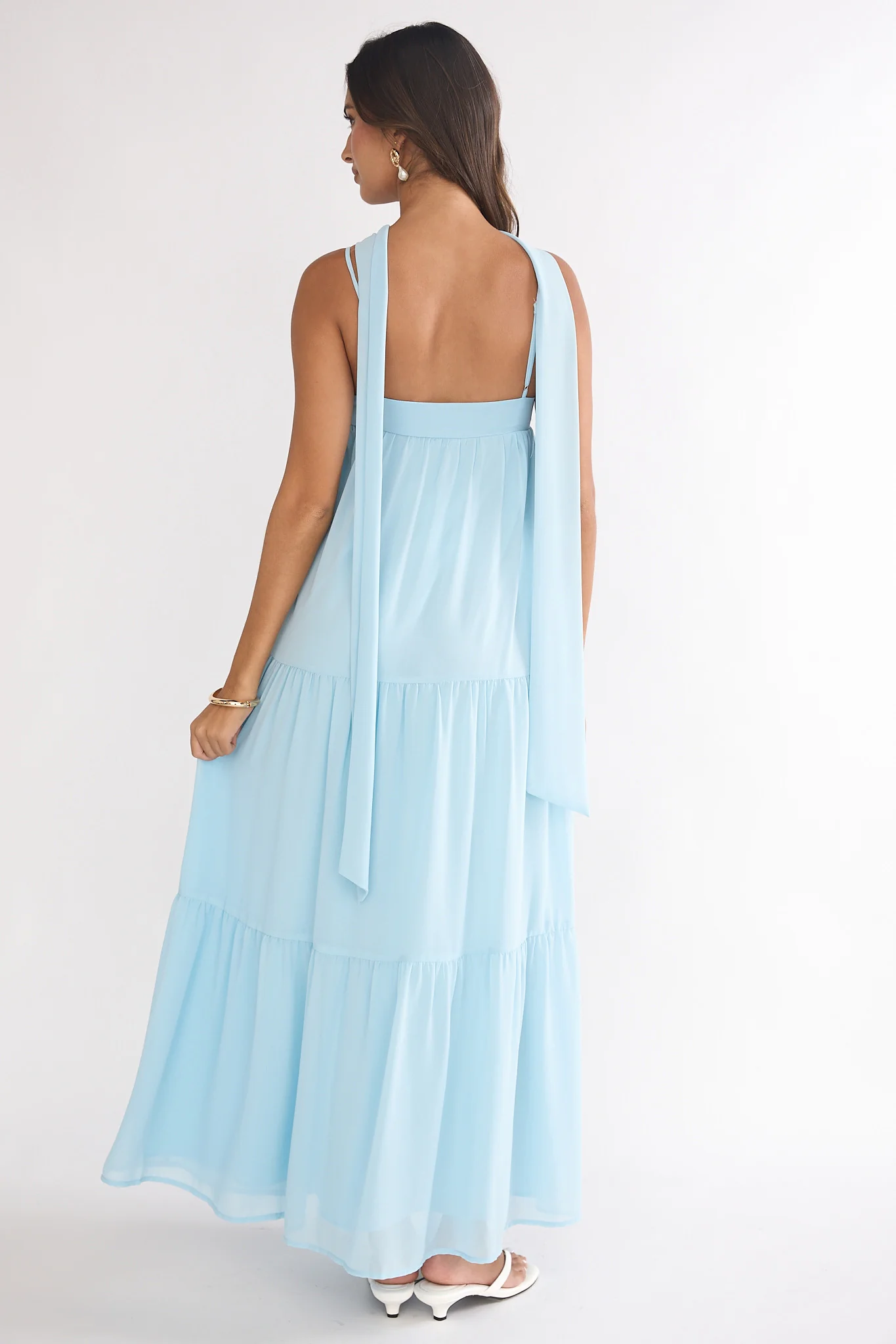 Meesha Cami Strap Scarf Maxi Dress Blue - Image 4