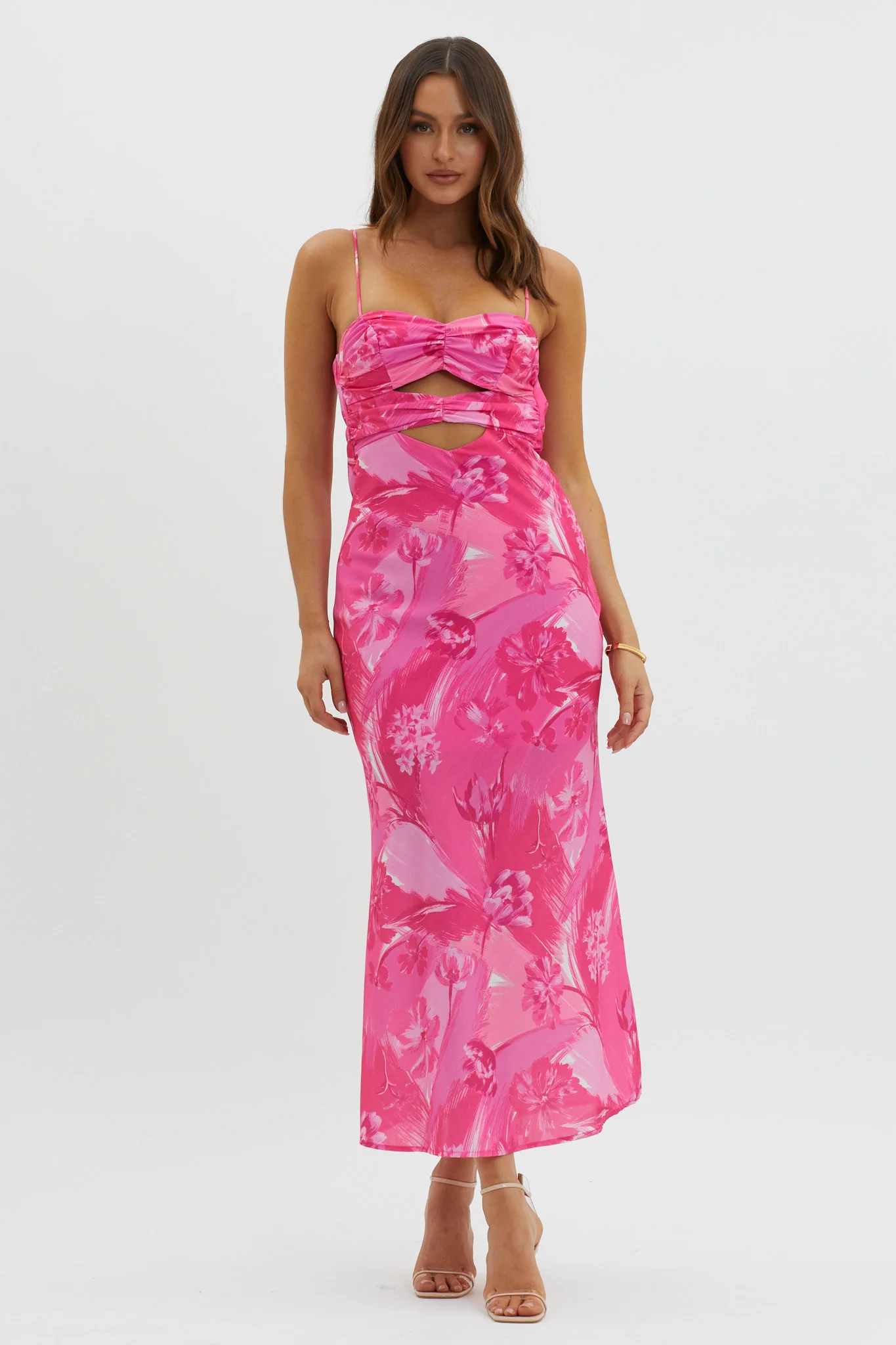 Melania Cut-Out Bodice Dress Floral Pink - Image 5