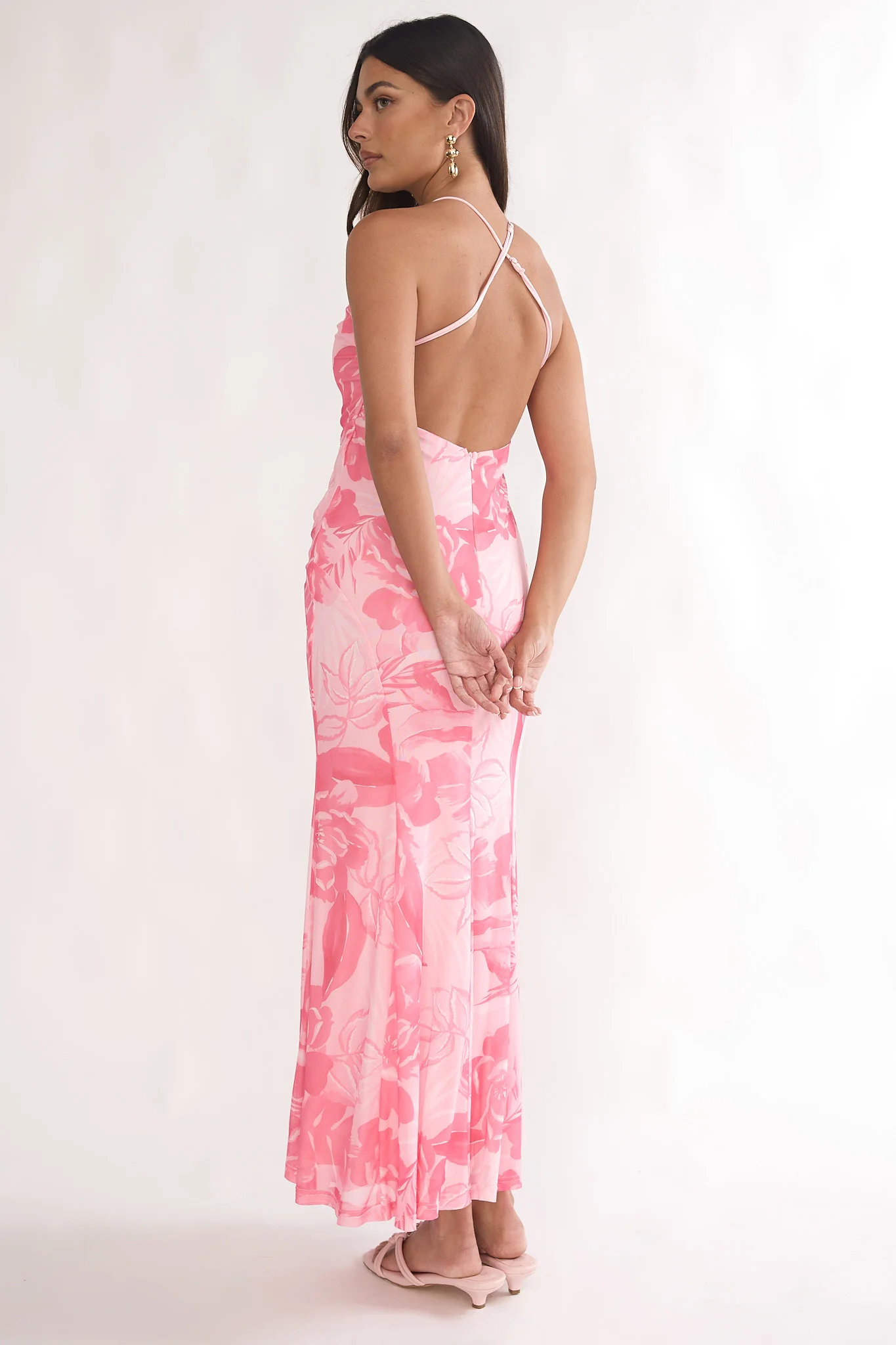 Meloria Low Back Maxi Dress Floral Pink - Image 2