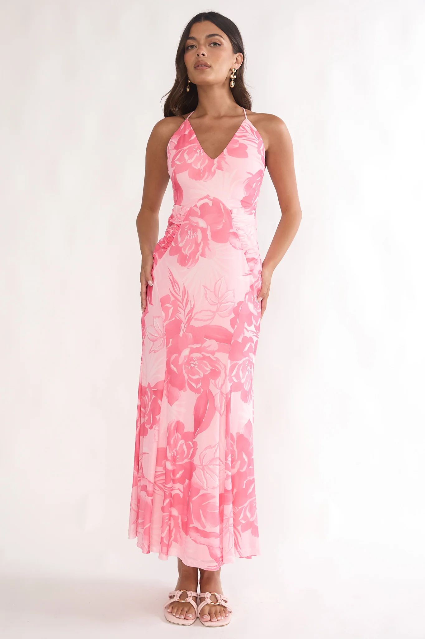 Meloria Low Back Maxi Dress Floral Pink - Image 5