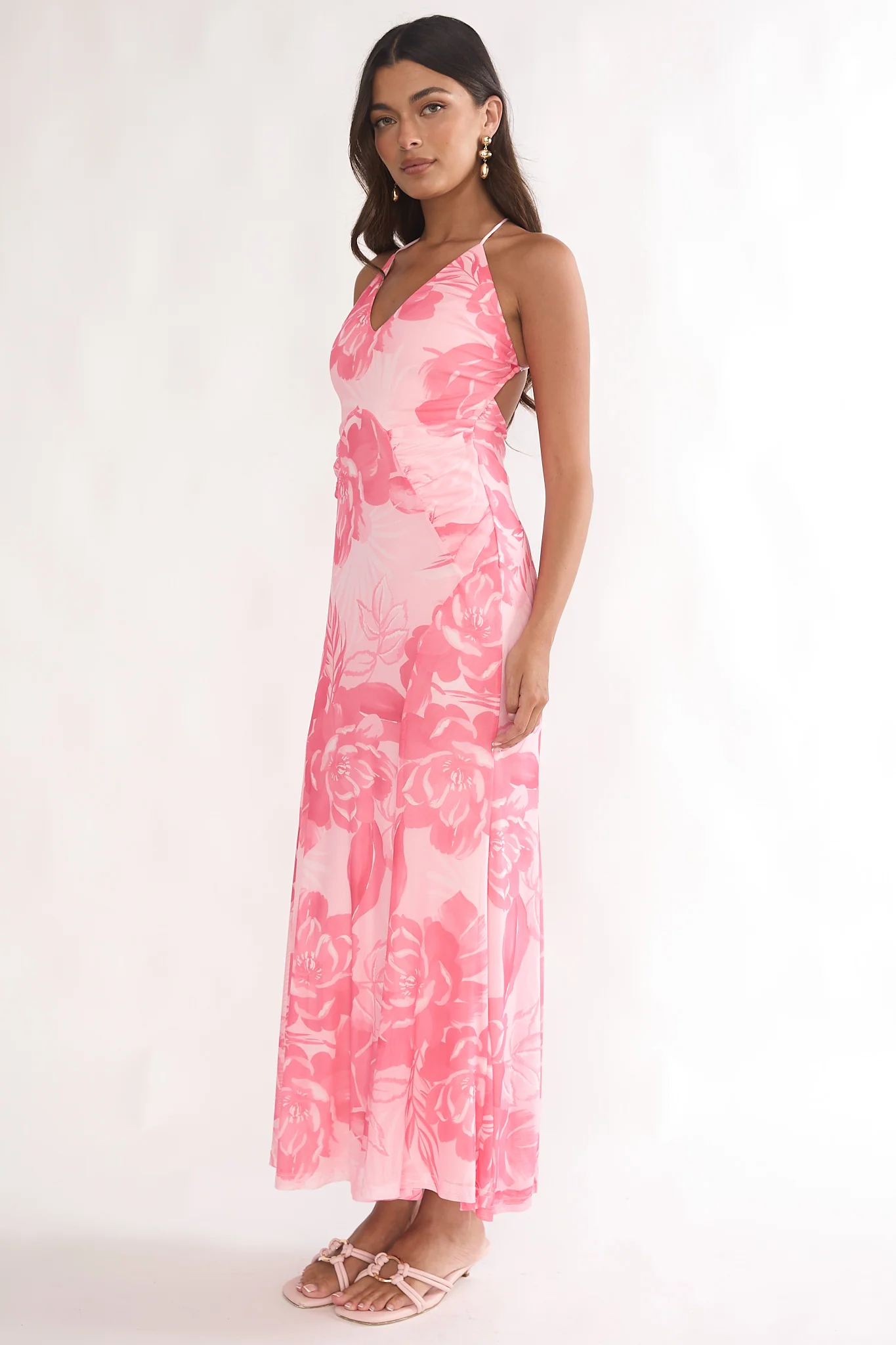 Meloria Low Back Maxi Dress Floral Pink - Image 6