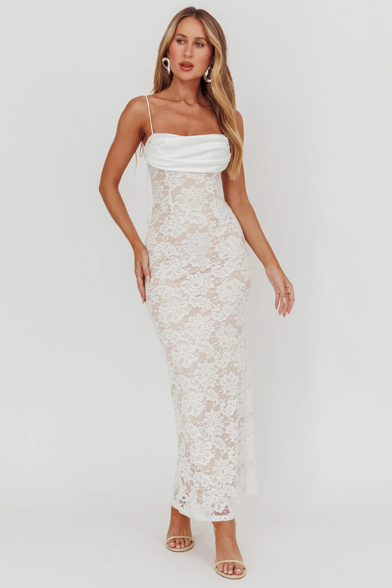 Melting Lace Maxi Dress White - Image 2