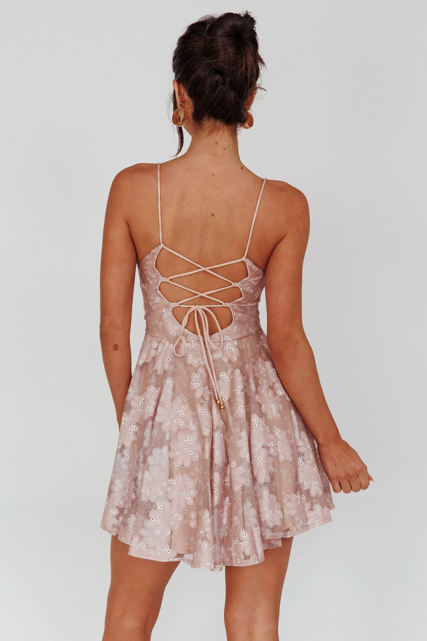 Merida Lace-Up Back Dress Floral Blush - Image 2