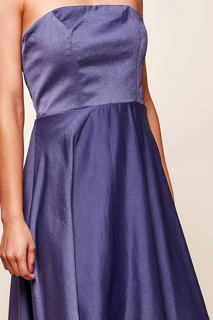 Mia Strapless A-Line Midi Dress Midnight Blue - Image 4