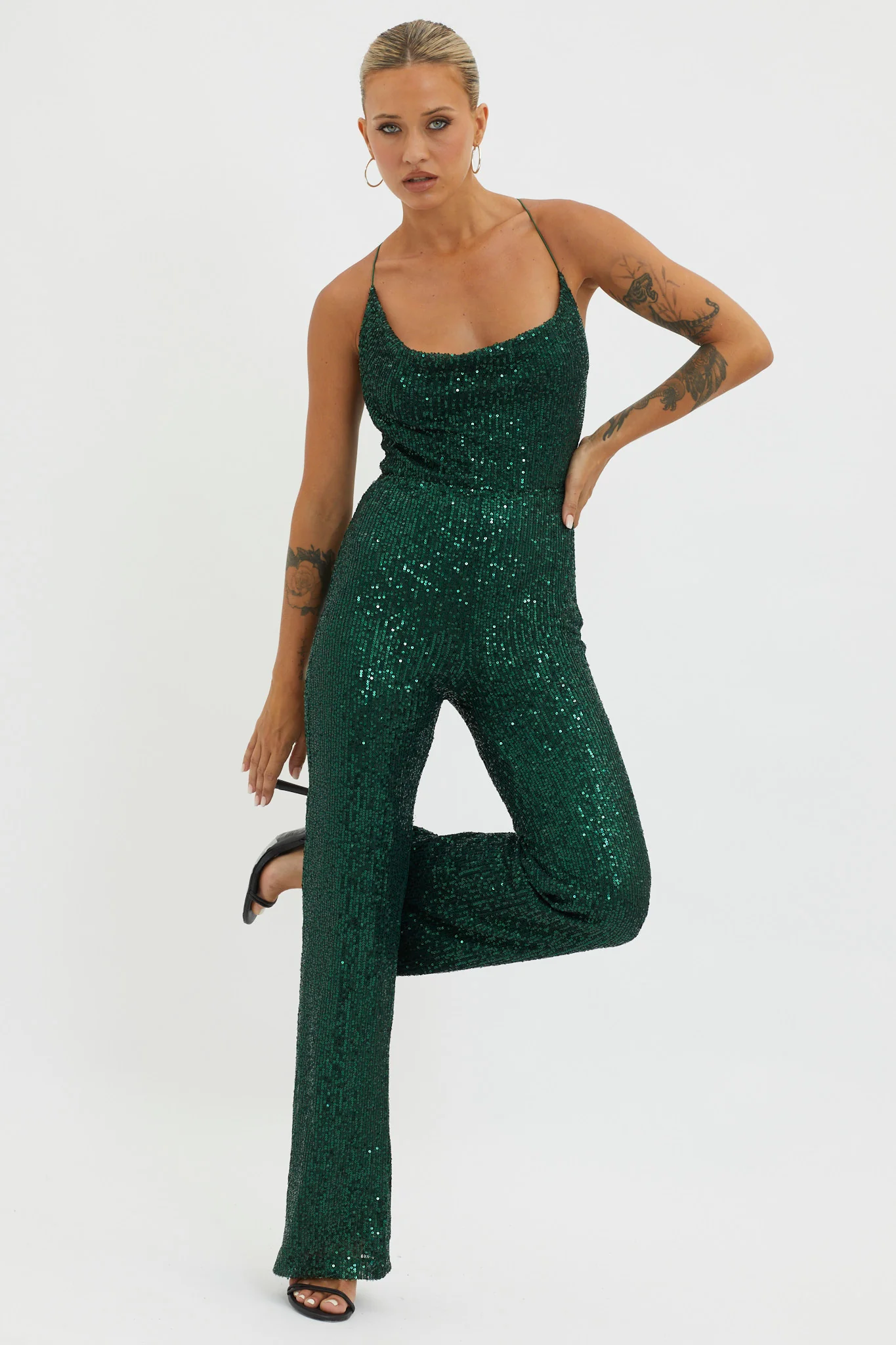 Midnight Kiss Sequin Jumpsuit Hunter - Image 6