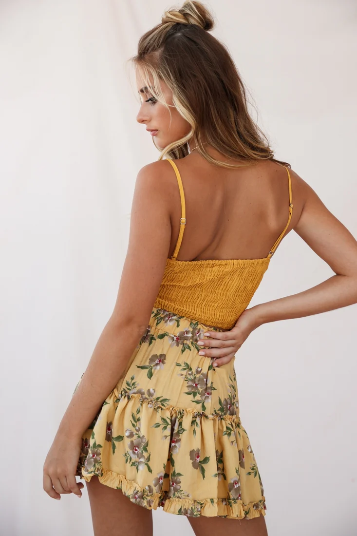 Mirage Crochet Lace Crop Top Mustard - Image 4
