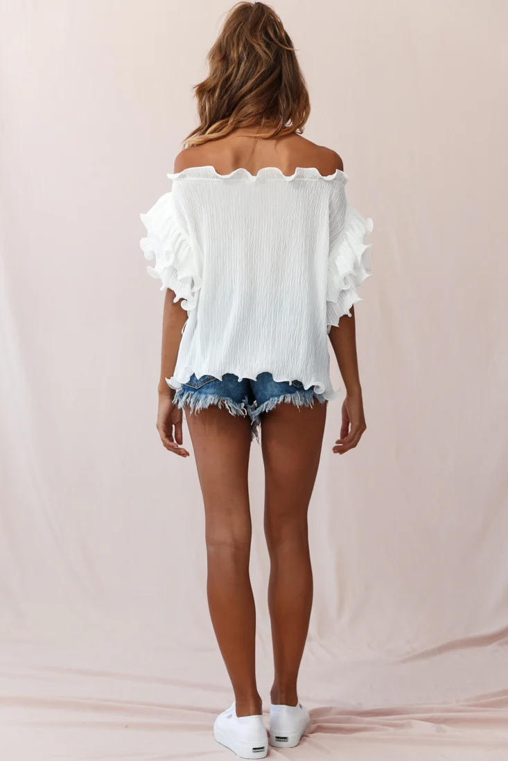 Miranda Ruffle Sleeve Top White - Image 3