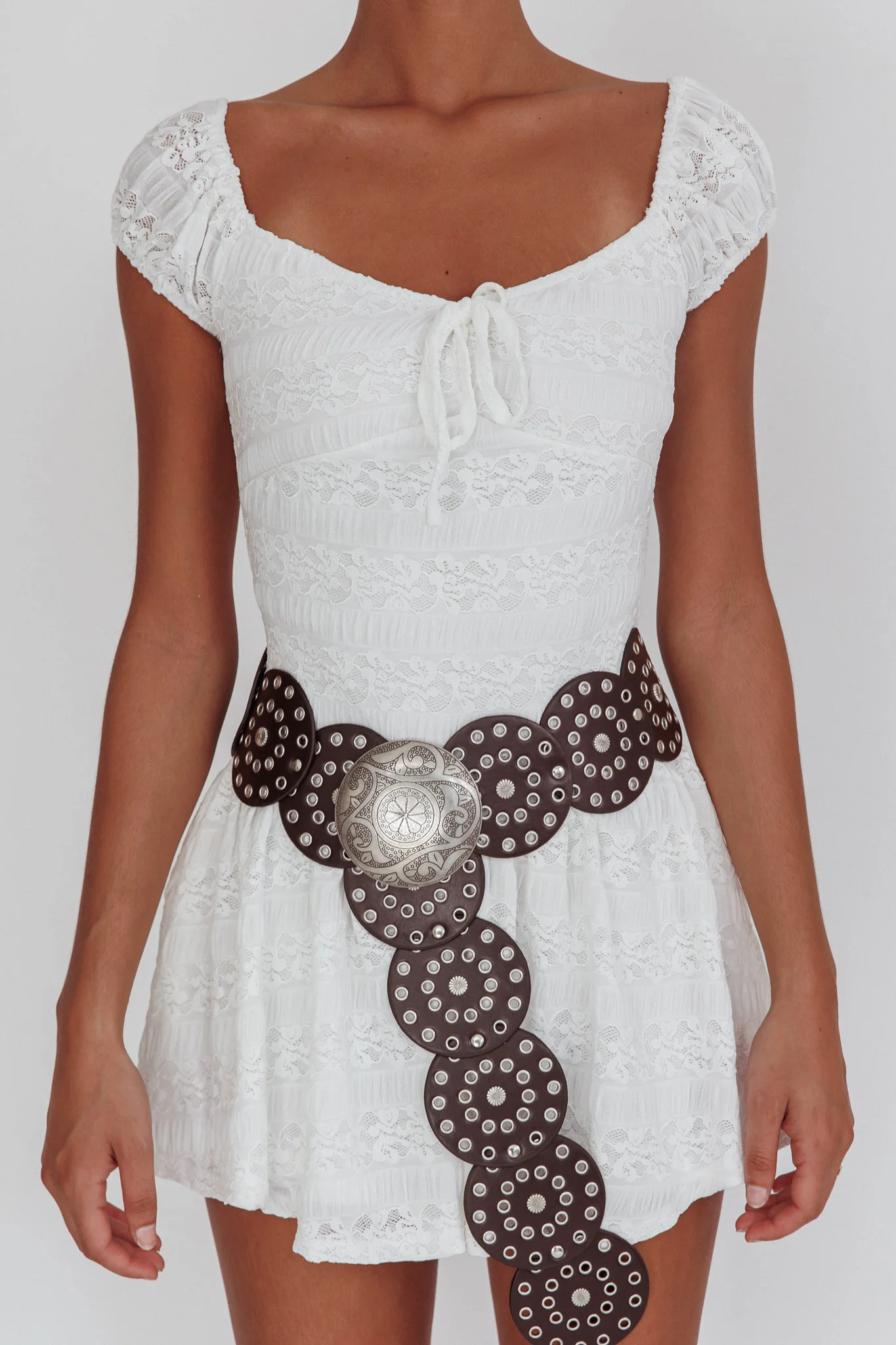 Mirela Cap Sleeve Lace Mini Dress White - Image 5