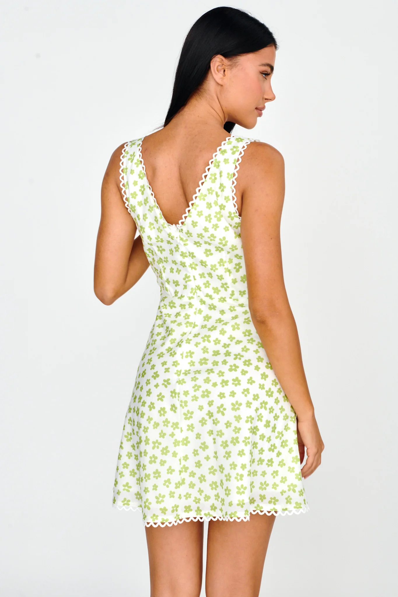 Miss Divine V-Neck Sun Dress Flower Pea - Image 3