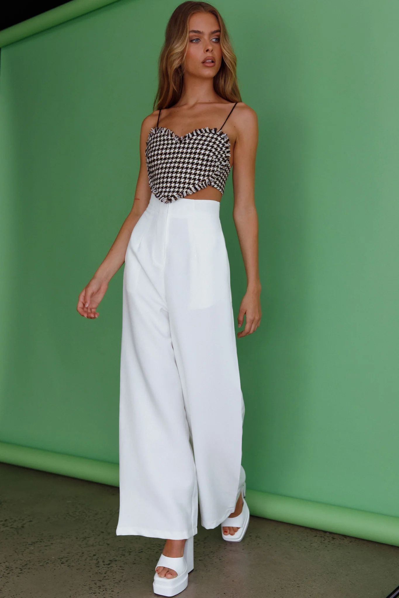 Miss Fine Heart Crop Top Houndstooth Black - Image 6