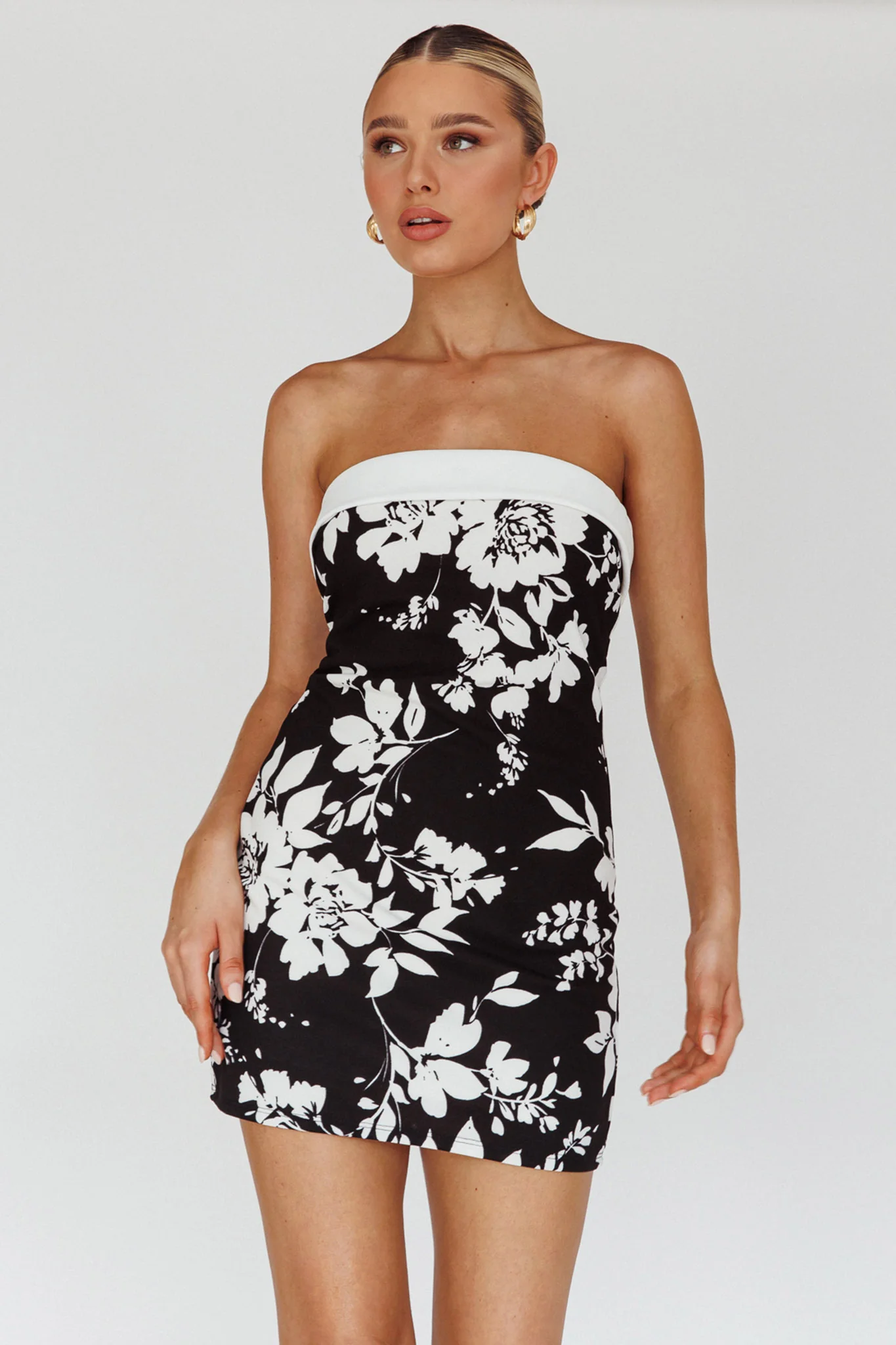 Missie Strapless Mini Dress Floral Black - Image 5