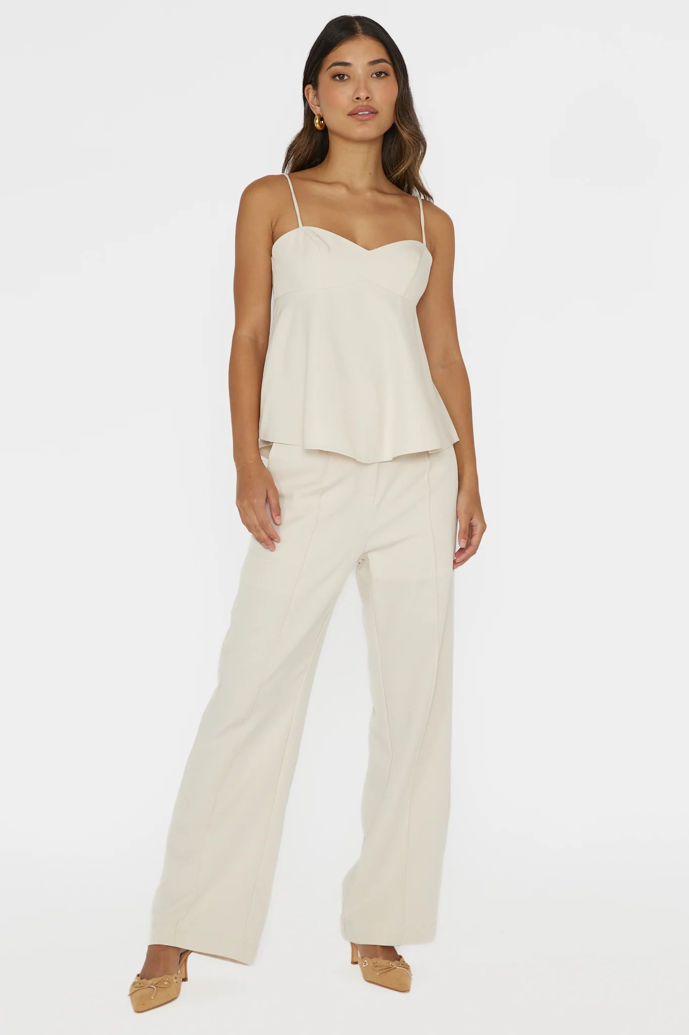 Mistie Pintuck Pants Bone - Image 2