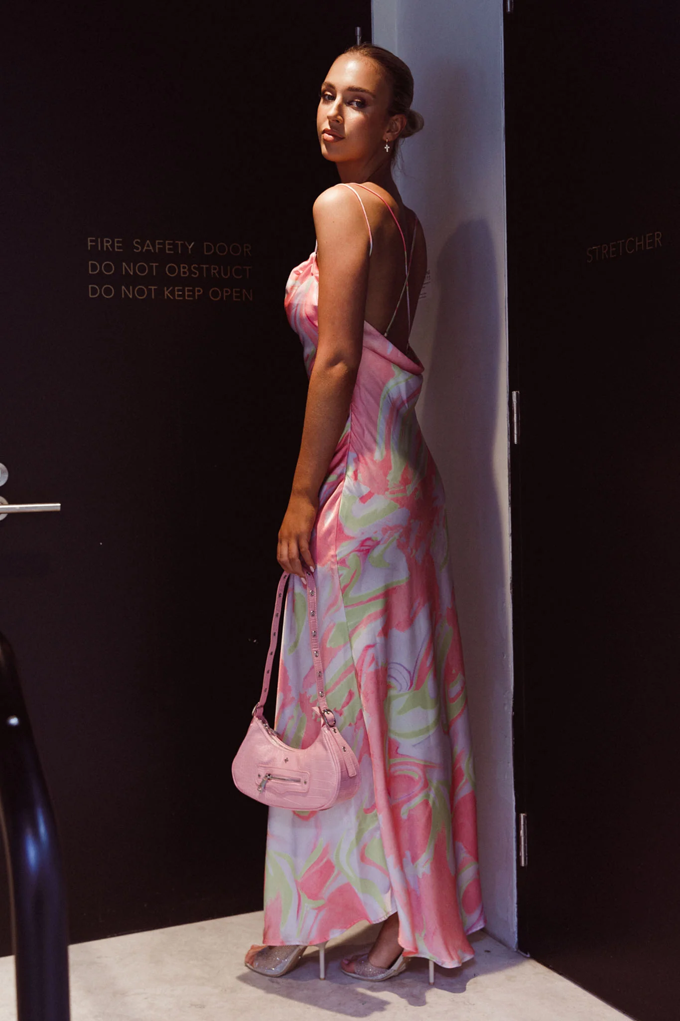 Moment With You Ruched Bust Midi Dress Swirl Pink/Lemon - Image 2