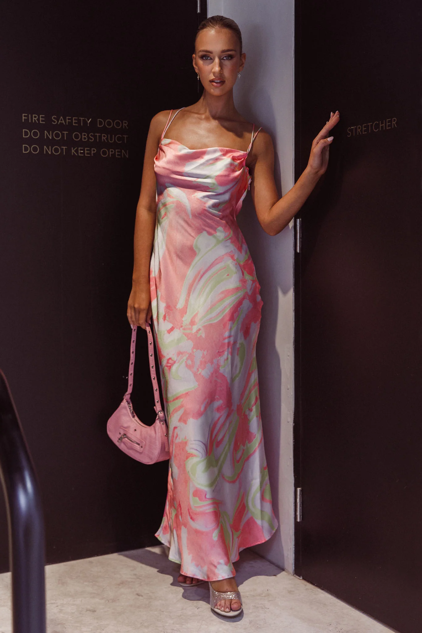 Moment With You Ruched Bust Midi Dress Swirl Pink/Lemon - Image 5
