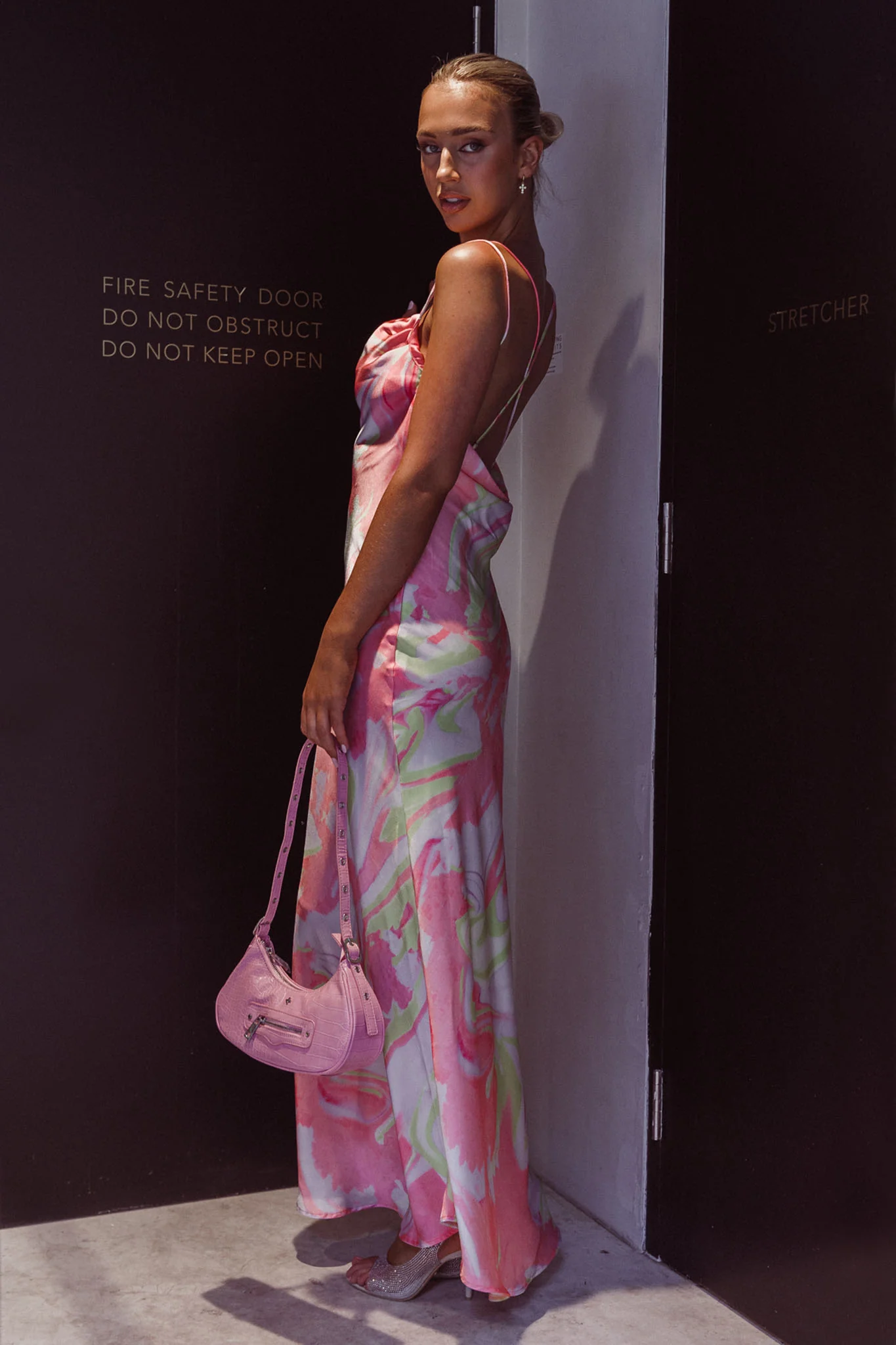Moment With You Ruched Bust Midi Dress Swirl Pink/Lemon - Image 6