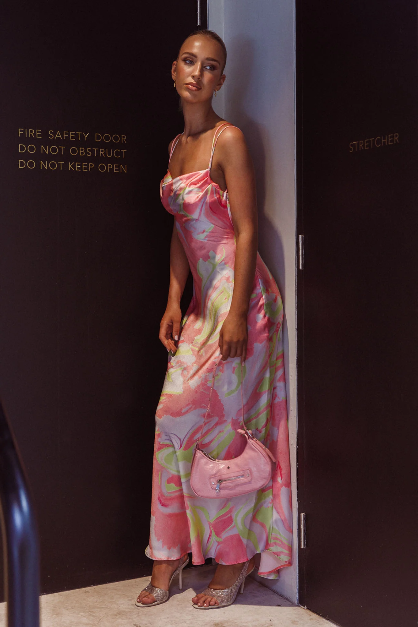 Moment With You Ruched Bust Midi Dress Swirl Pink/Lemon - Image 7