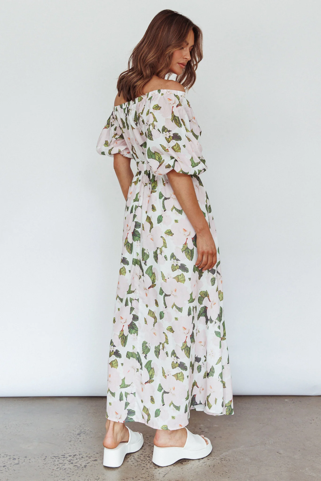 Momentum Off Shoulder Maxi Dress Floral Pink - Image 2