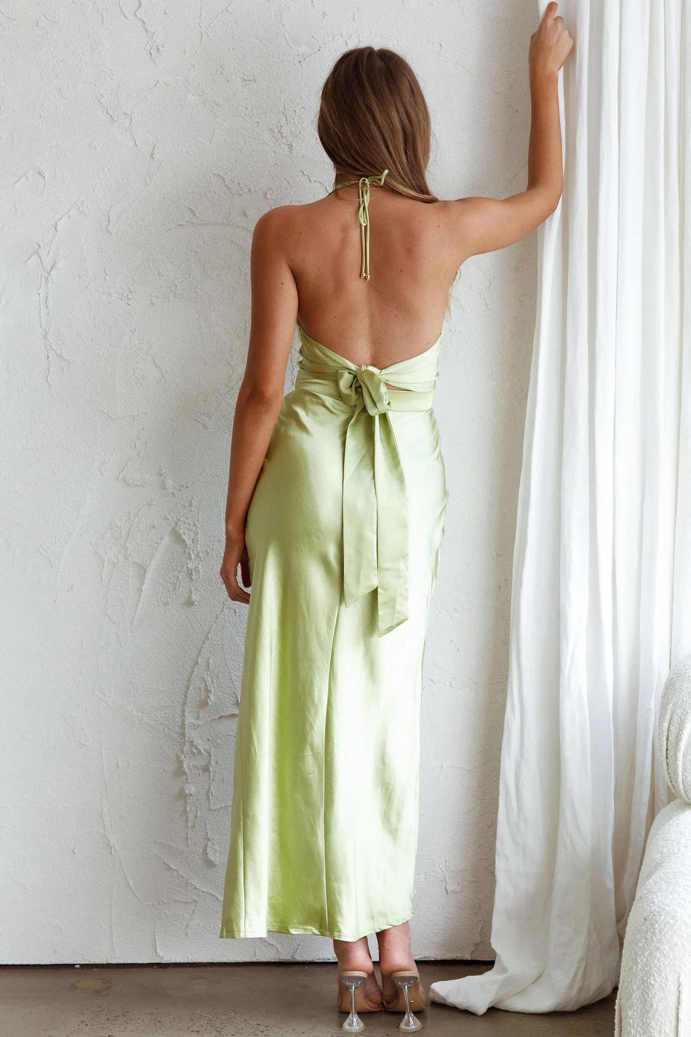 Mon Coeur Plunging Neckline Midi Dress Apple Green - Image 2