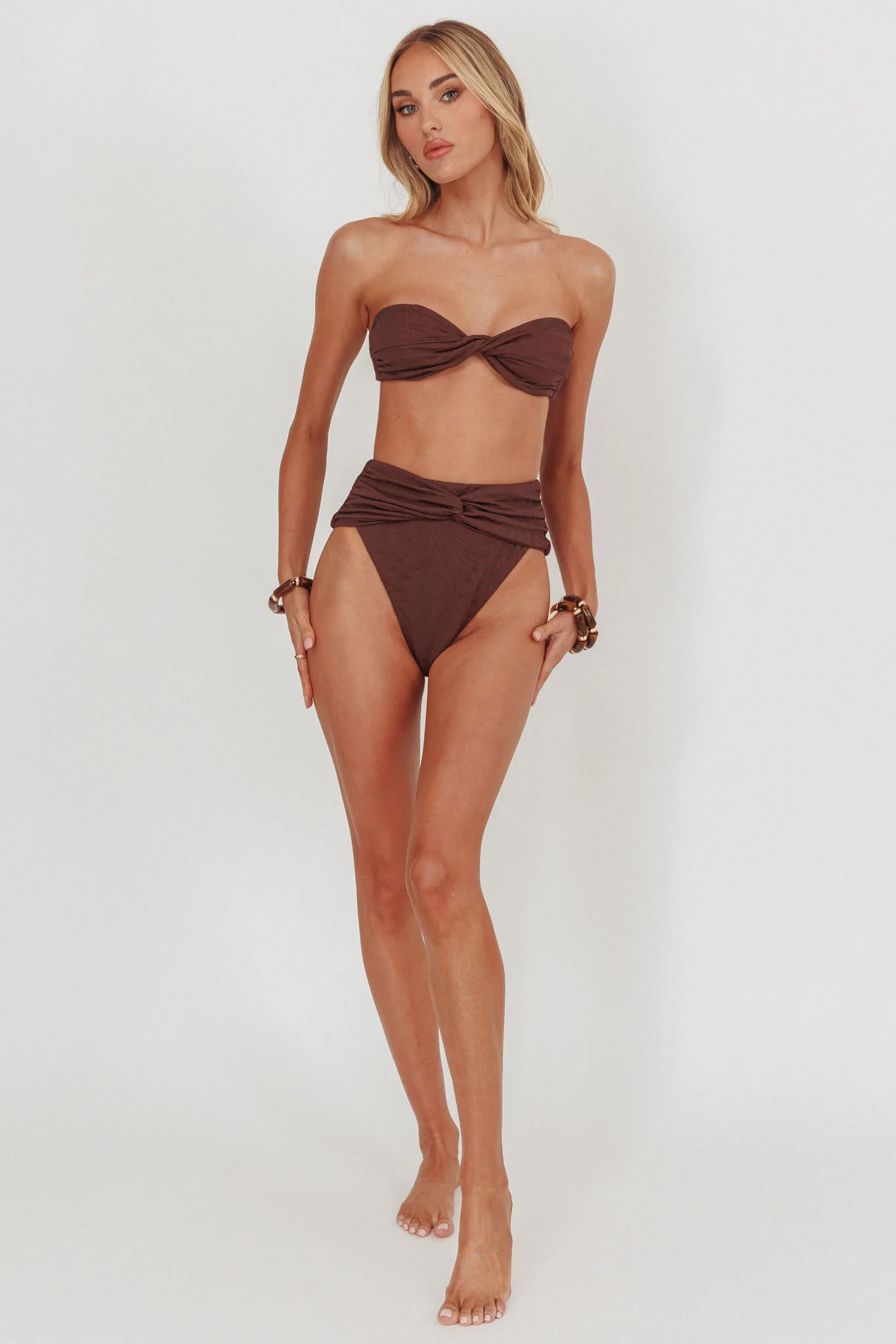 Monique Twist Bandeau Bikini Top Chocolate Texture - Image 5