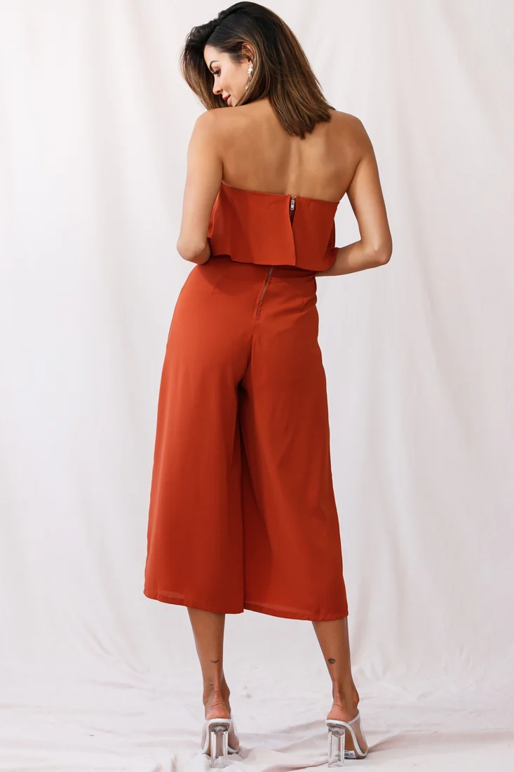 Monserrat Frill Bust Jumpsuit Umber - Image 3
