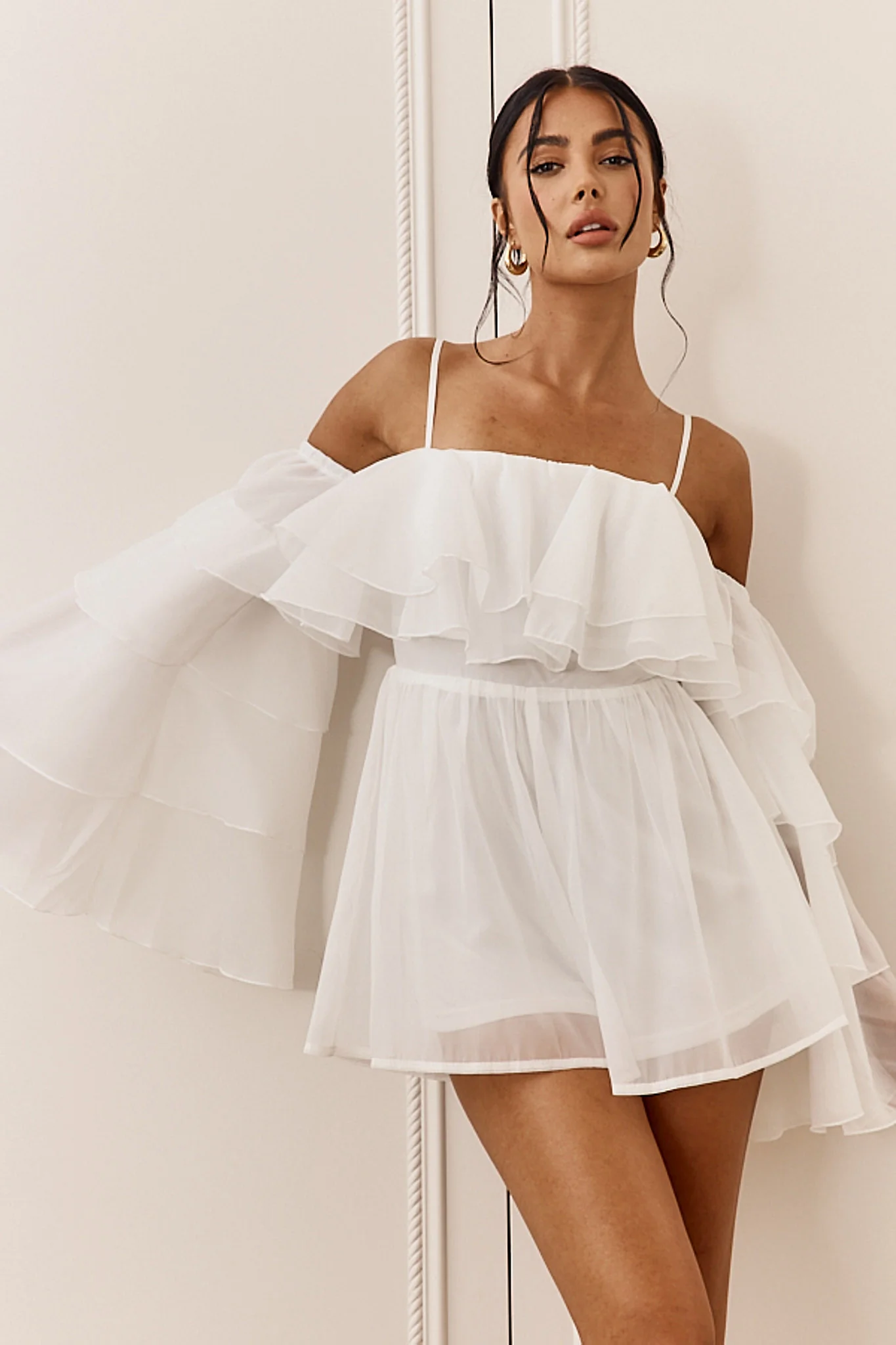Montague Layered Ruffle Romper White - Image 5