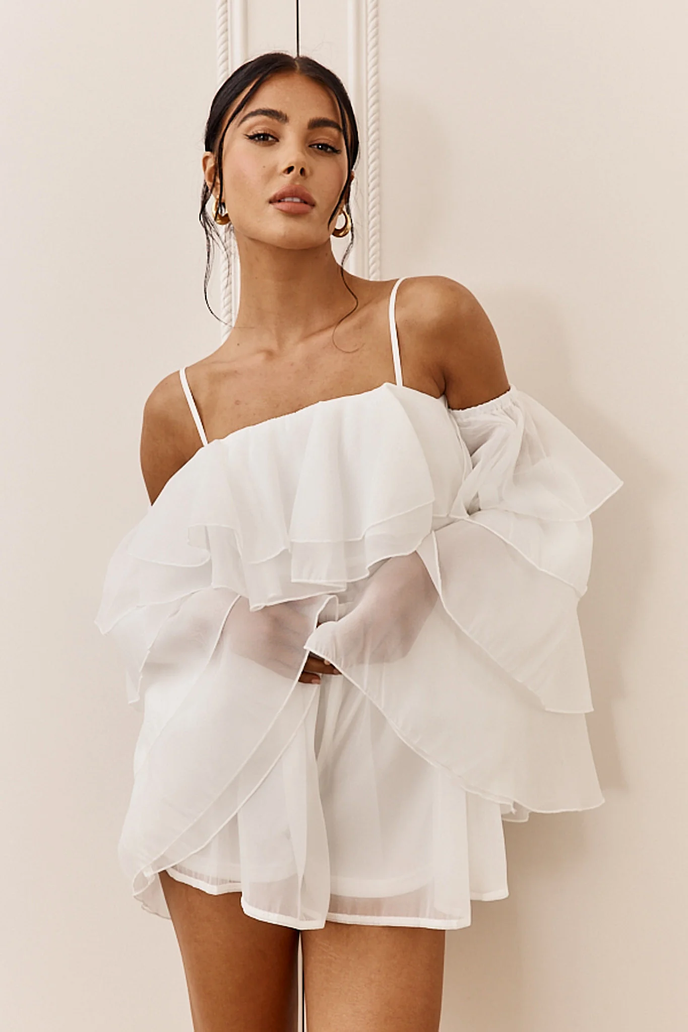 Montague Layered Ruffle Romper White - Image 6