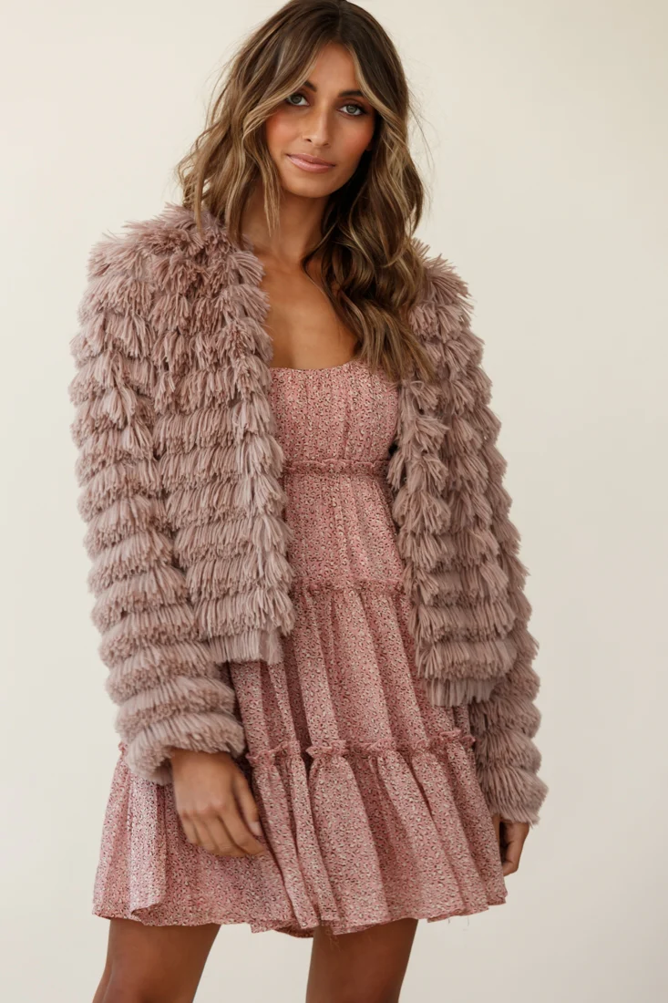 Montana Shaggy Faux Fur Jacket Camel - Image 7