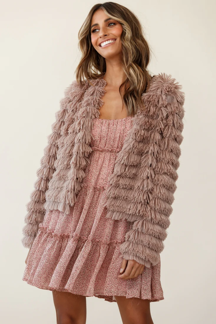 Montana Shaggy Faux Fur Jacket Camel - Image 8