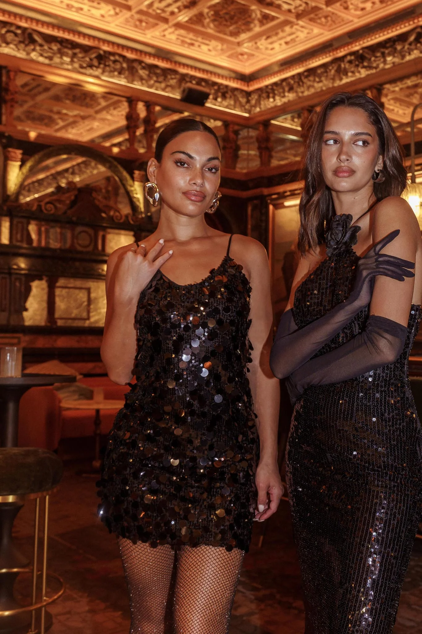 Moon Dust Sequin Mini Dress Black - Image 2