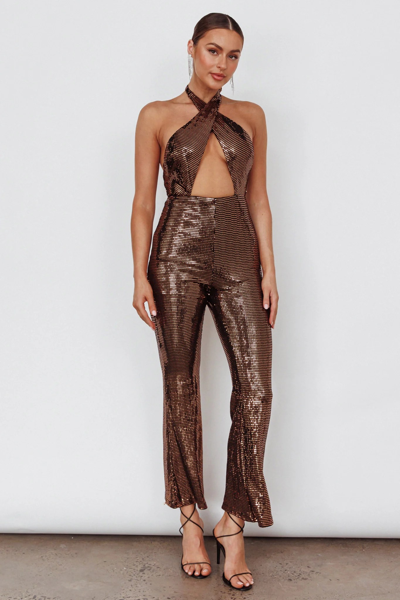 Moon In Leo Halterneck Jumpsuit Bronze - Image 3