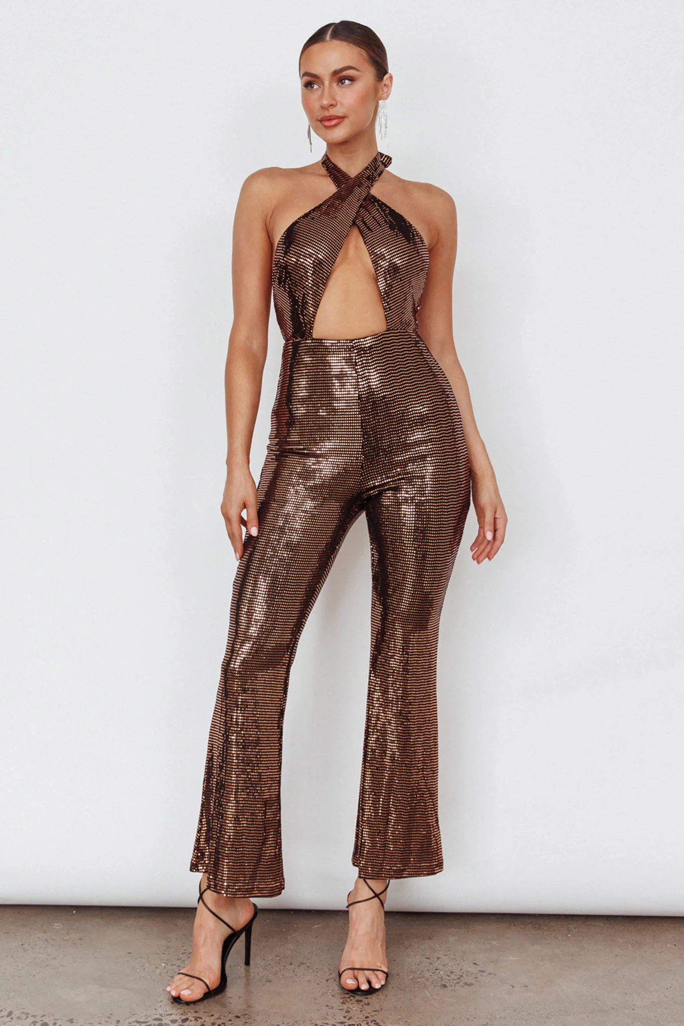 Moon In Leo Halterneck Jumpsuit Bronze - Image 5