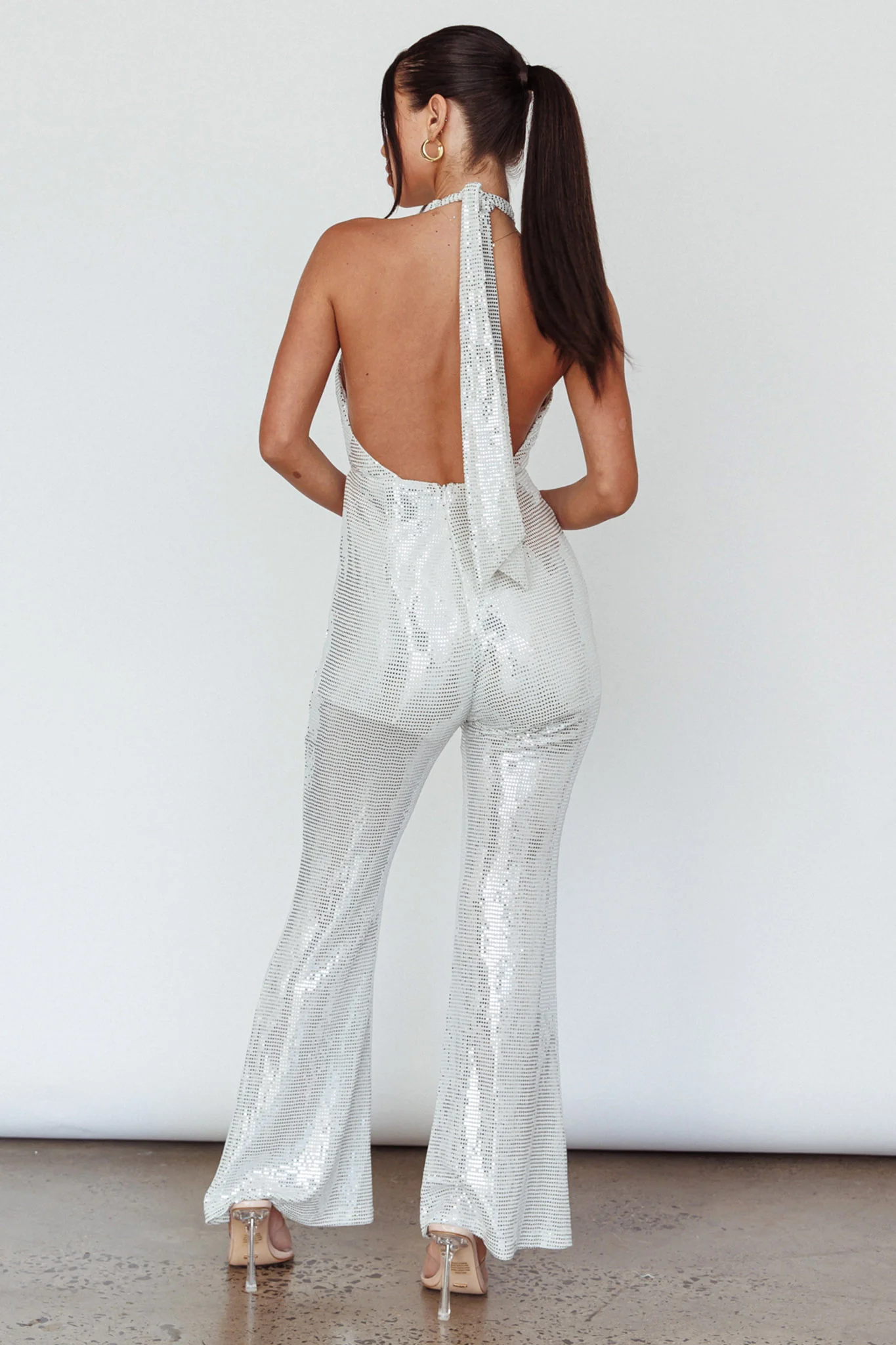 Moon In Leo Halterneck Jumpsuit Silver - Image 2