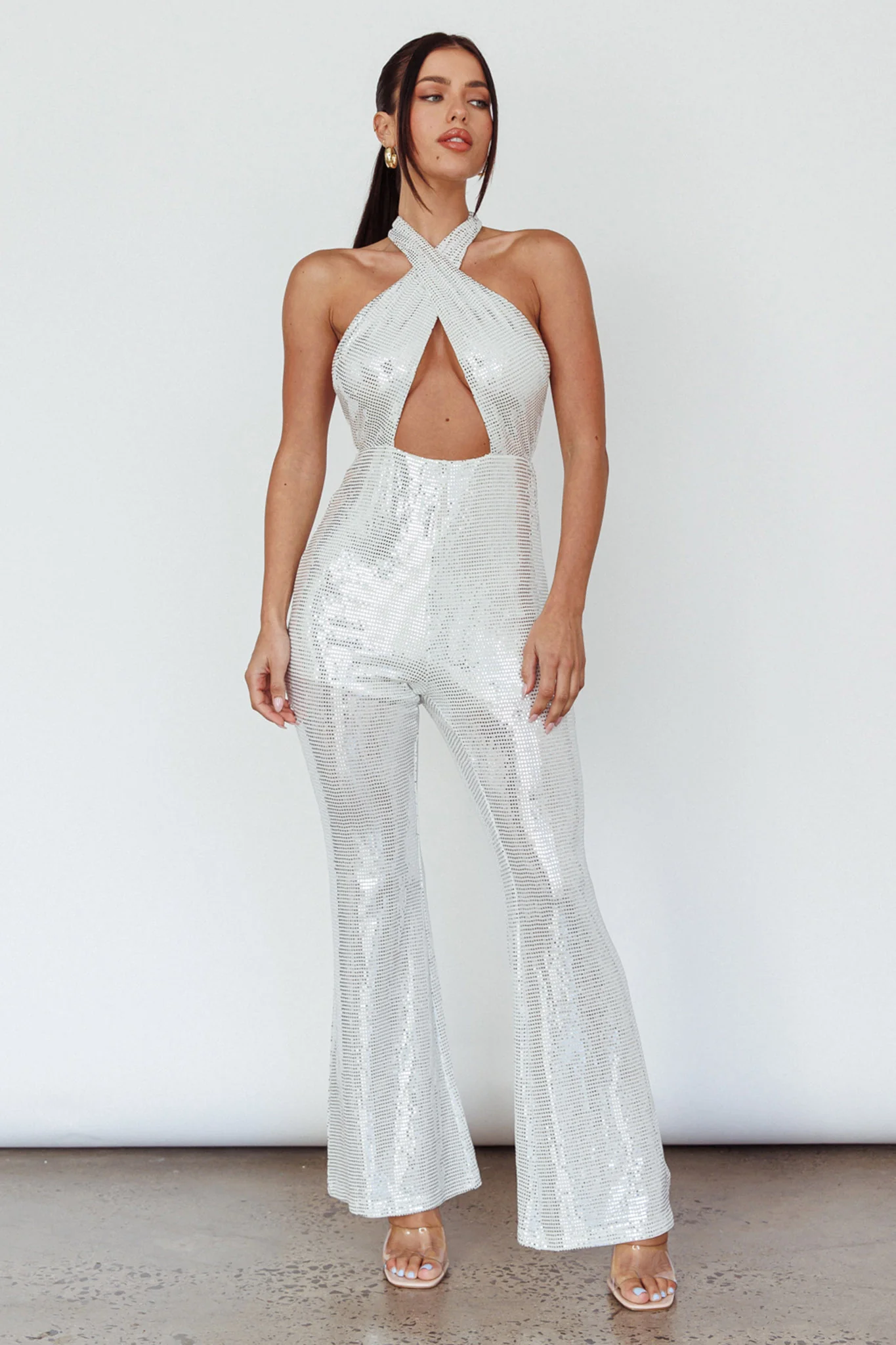 Moon In Leo Halterneck Jumpsuit Silver - Image 5